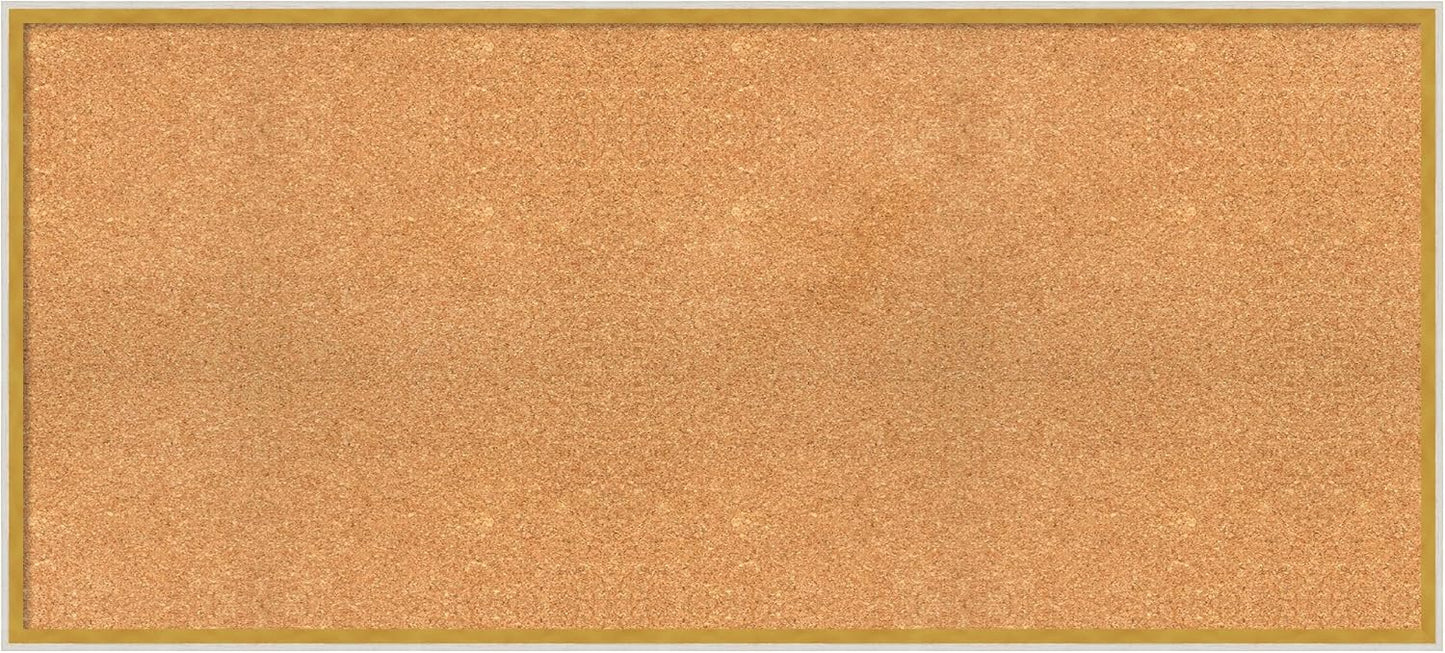Amanti Art Natural Cork Board for Wall, 23x51 Vision Board with White Frame, Oversize Corkboard Office Decor for Home Organization, Modern Corkboard Pinboard to Display Items for Home Organization in
