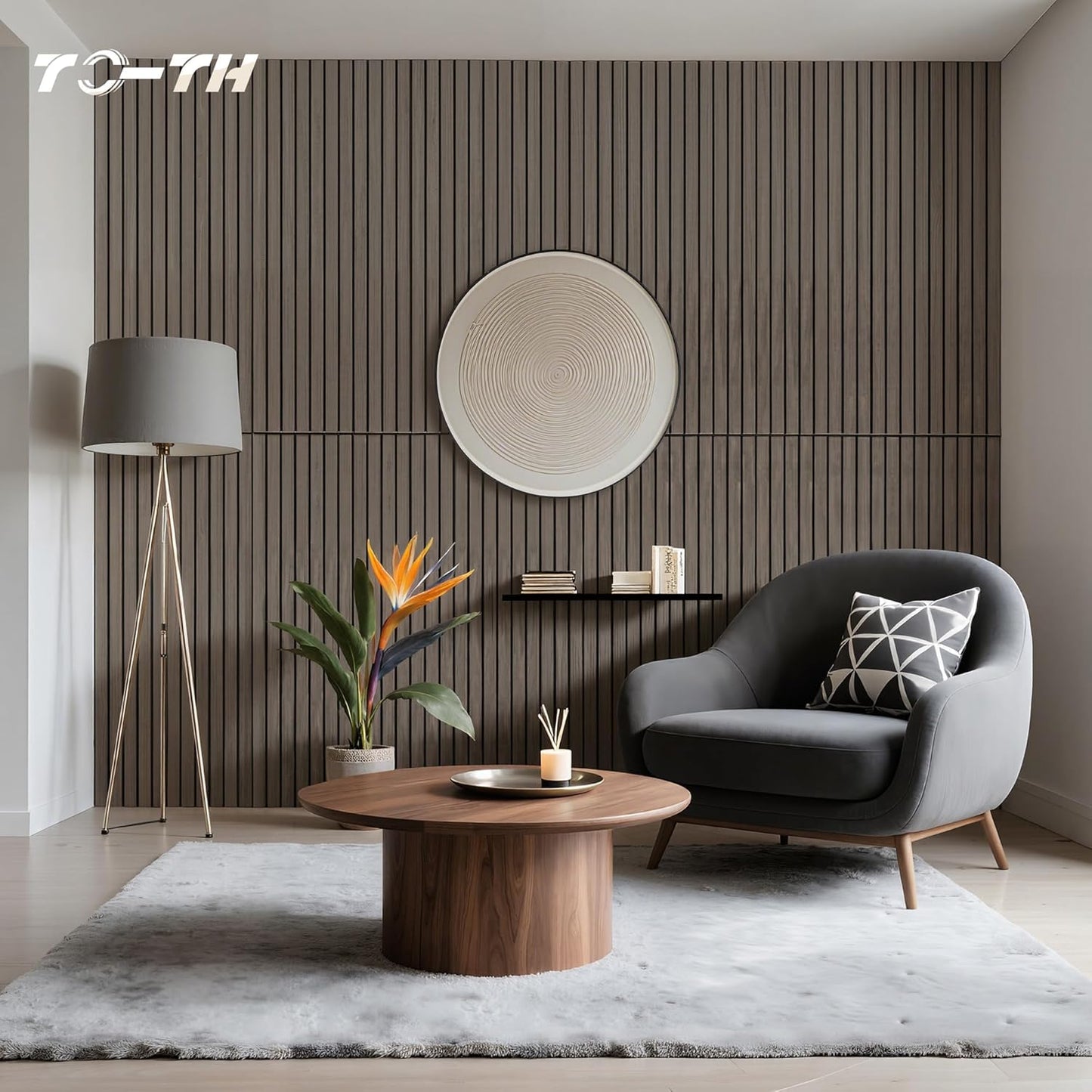 TO-TH Wood-Look Acoustic Panel, 4 Pack 47.2” x 23.6” Soundproof Wall Panels, Decorative Sound Absorbers Large Acoustic Panels for Home, Office, Basement, Walnut