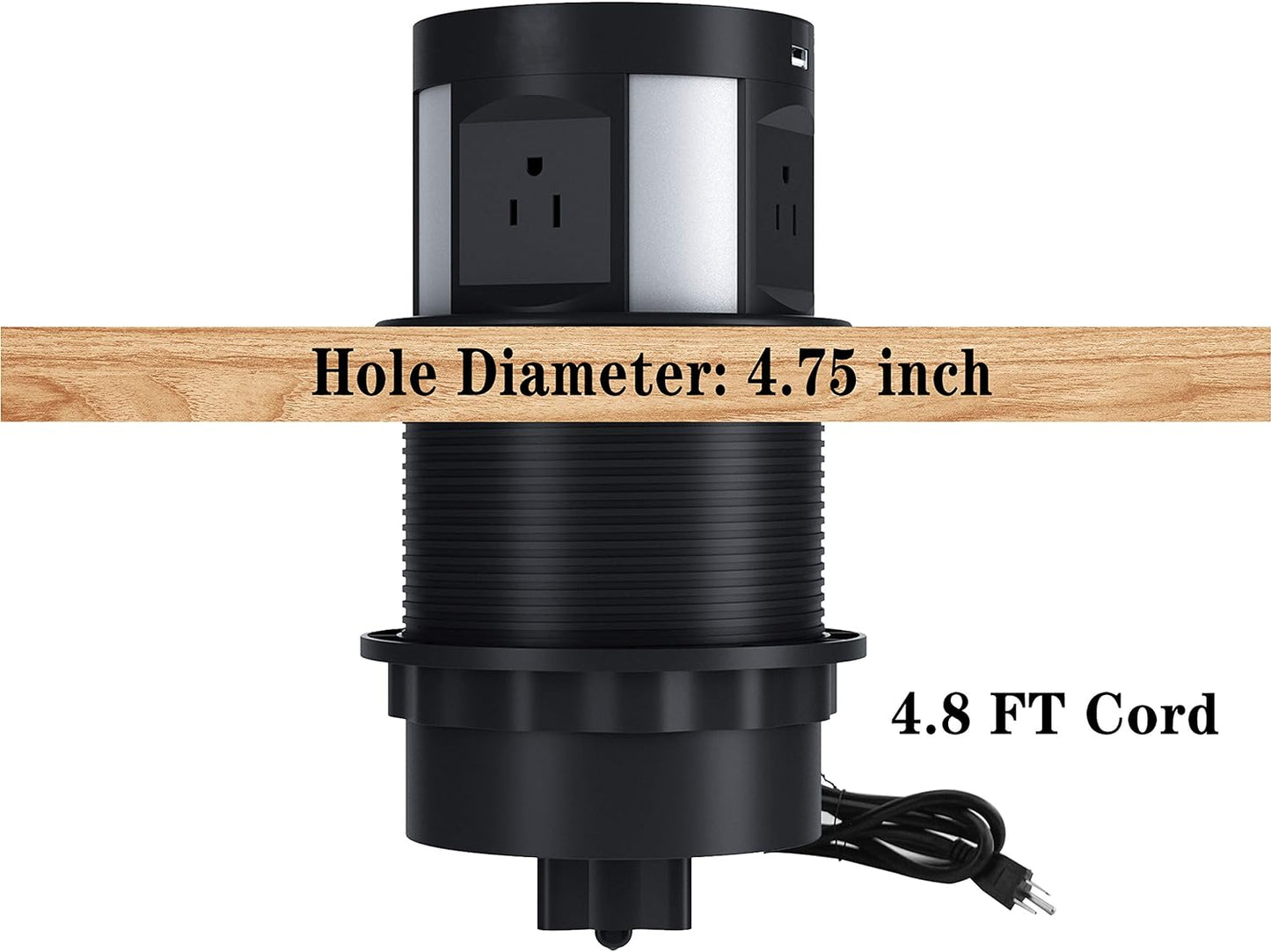 Automatic Pop Up Outlet for Countertop, Recessed Power Strip with 4 AC Outlets, 2 USB A, 2 USB C Pop Up Socket, Wireless Charger Station for Kitchen Conference Workbench, ETL Listed