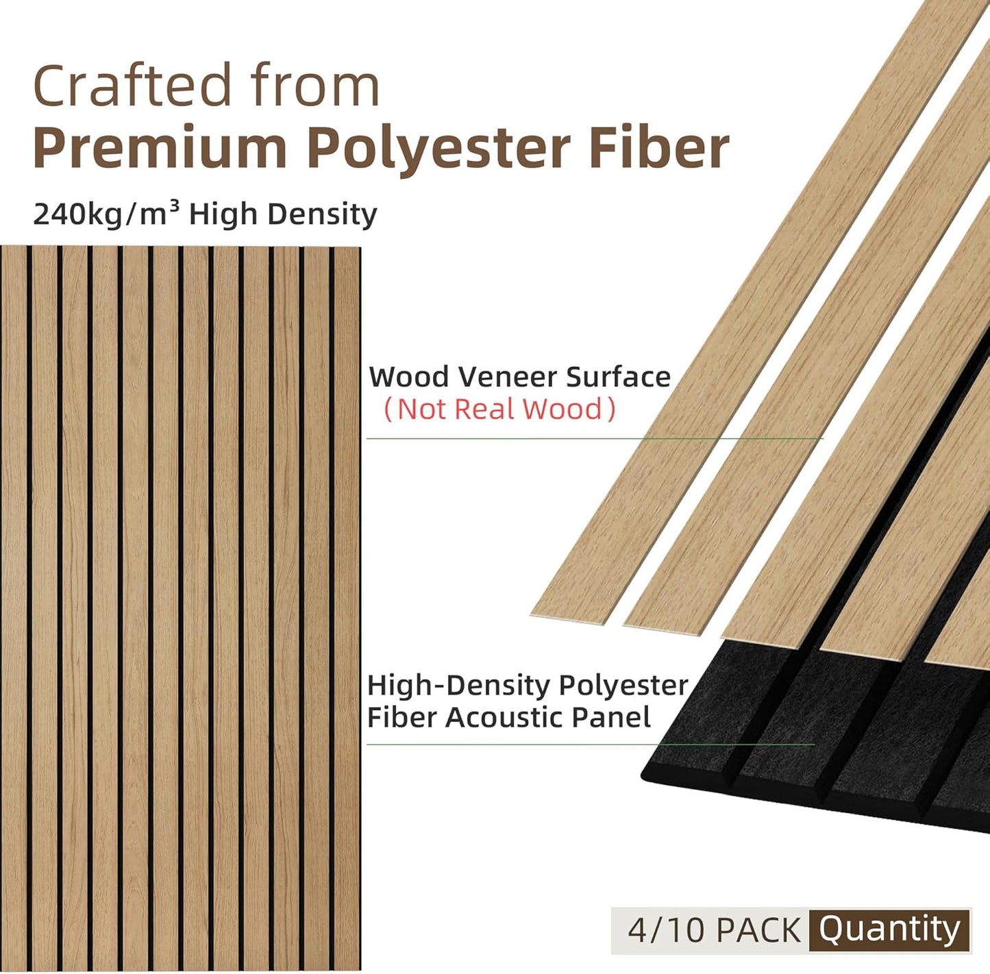 TO-TH Wood-Look Acoustic Panel, 4 Pack 47.2” x 23.6” Soundproof Wall Panels, Decorative Sound Absorbers Large Acoustic Panels for Home, Office, Basement, Teak