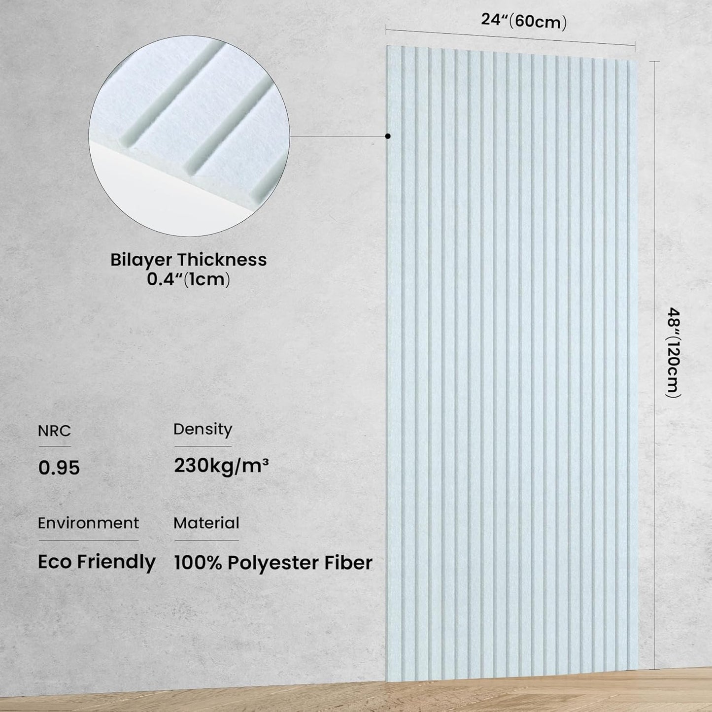 5 Pack Acoustic Panels, 48 x 24x 0.4 Inch Sound Proof Panels for Walls, Premium Wall Sound Absorbing Panels, Decorative Sound Dampening Panels for Media Room, Office and Studio,White