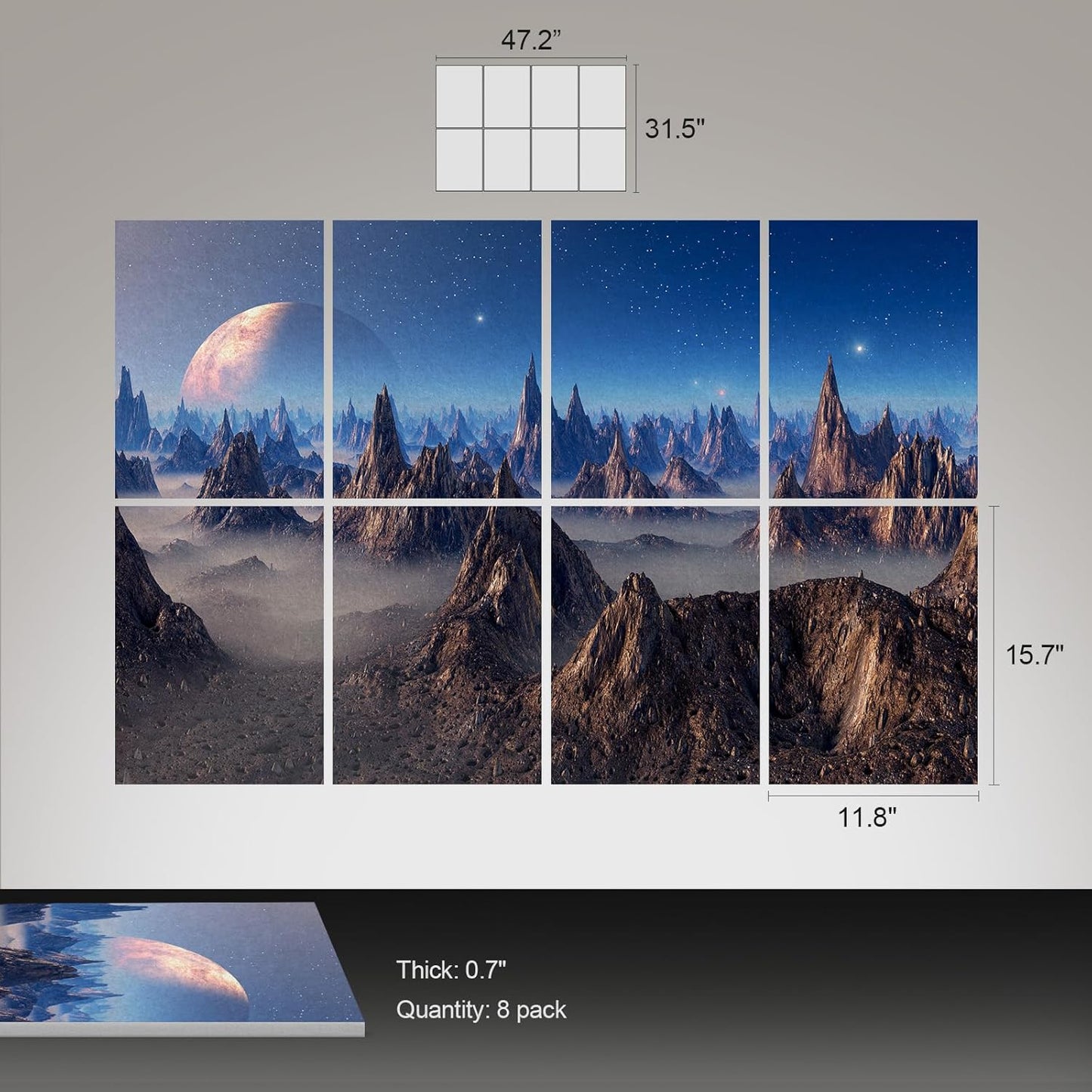 UMIACOUSTICS 8 Pcs 0.7Inch Thick Art Acoustic Panels, Total 47.2” x 31.5” Decorative Acoustical Wall Panels, Sound Absorbing Art Panels for Home, Office, Hotel, Astral Mystery Realm