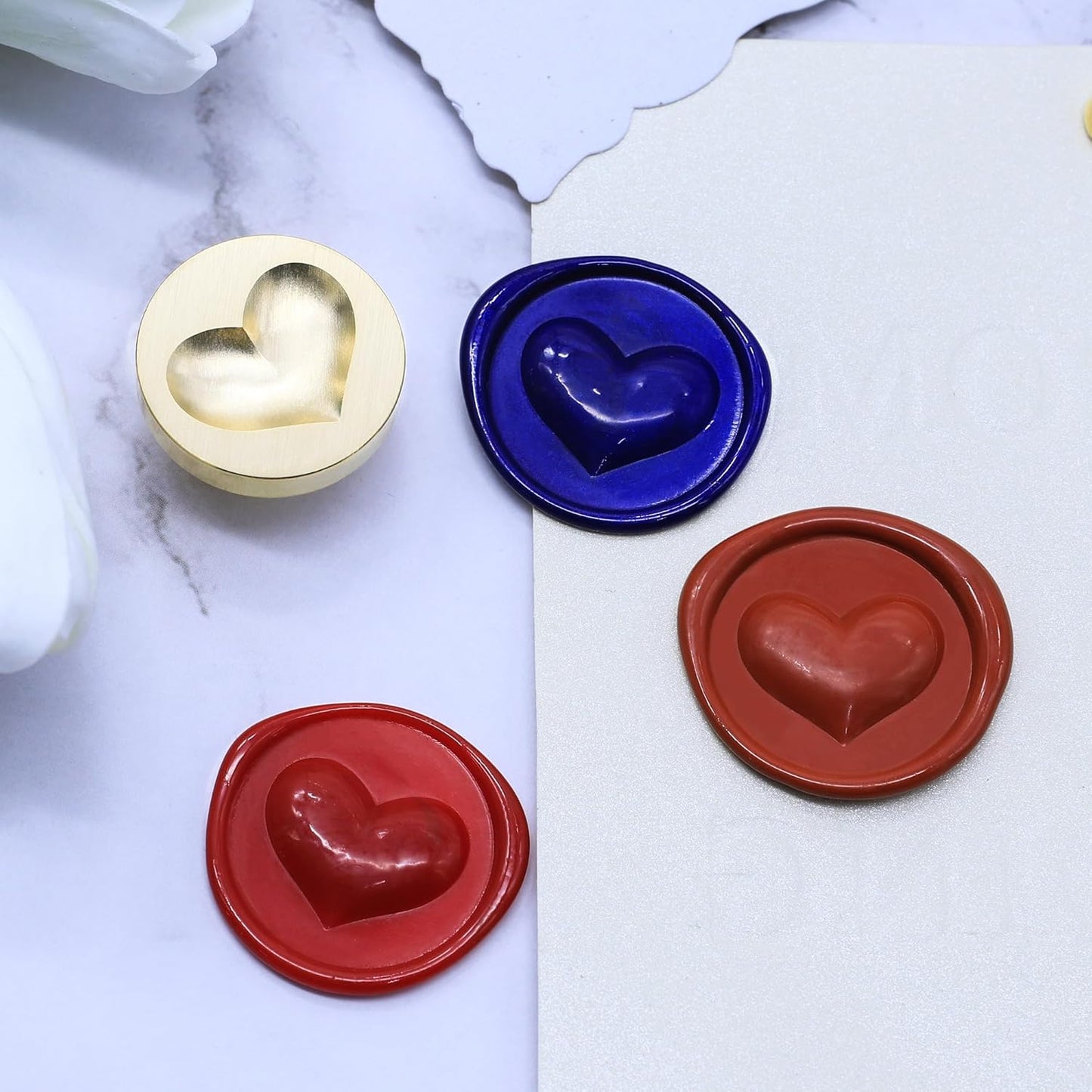 SWANGSA 3D Heart Seal Stamp Kit With 200pcs Wax Beads, Great for Embellishment of Invitations, Wine Packages, Gift Ideas