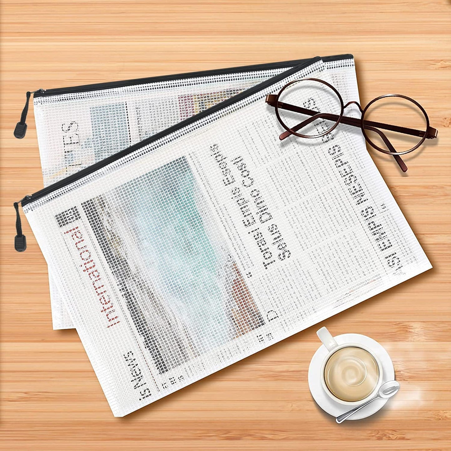 Vuzvuv 22Pcs A3 Size-16.9"x 12" Large Mesh Zipper Pouch with Label Sticker, Plastic Document Mesh Bag for File Board Game School Office Home Travel Storage（43cm30cm）