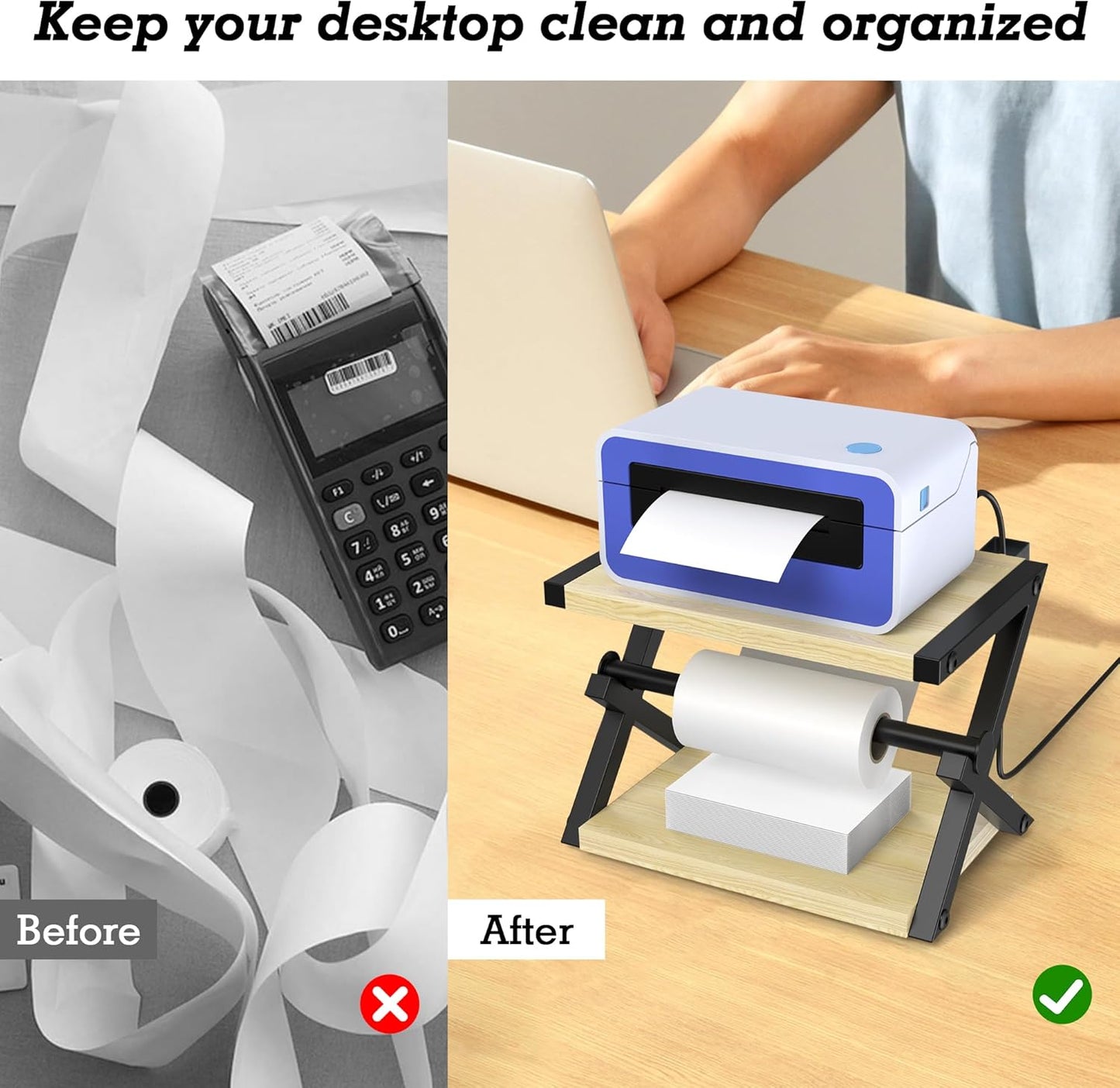 Label Holder for Rolls and Fan-Fold Labels, Shipping Thermal Label Holder for Thermal Printer, Desktop Label Printer Accessory Supplies for Home, Office, Small Business