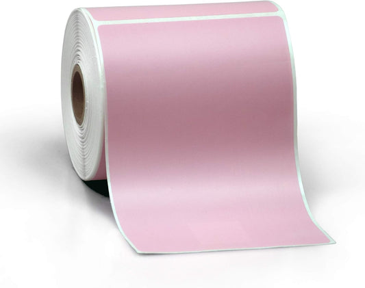 4" X 6" Direct Thermal Perforated Stickers Labels for Shipping Labels, Inventory, and Color Coding - Compatible with Zebra, Rollo, Godex and More (Pink, 6 Rolls)