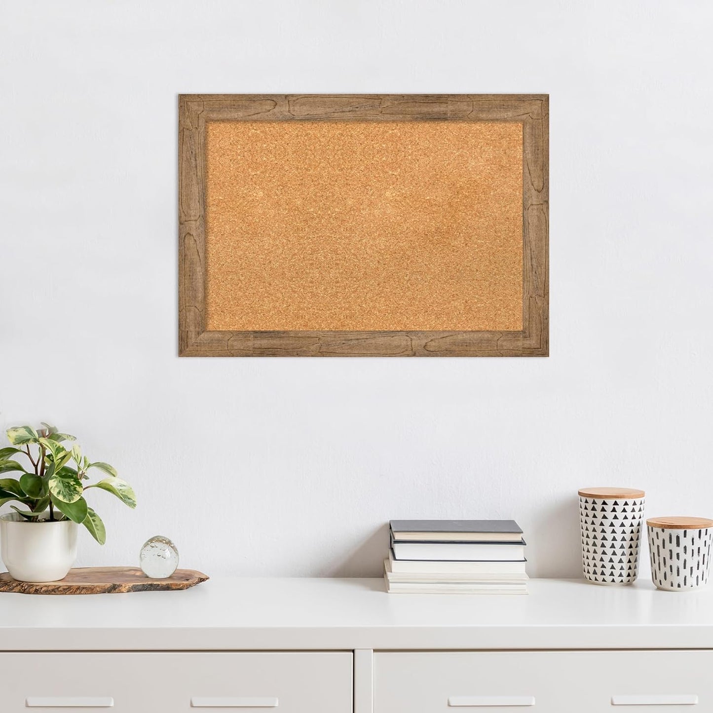 Amanti Art Natural Cork Board for Wall, 20x28 Vision Board with Brown Wood Frame, Medium Corkboard Office Decor for Home Organization, Rustic Farmhouse Corkboard Pinboard to display items for home