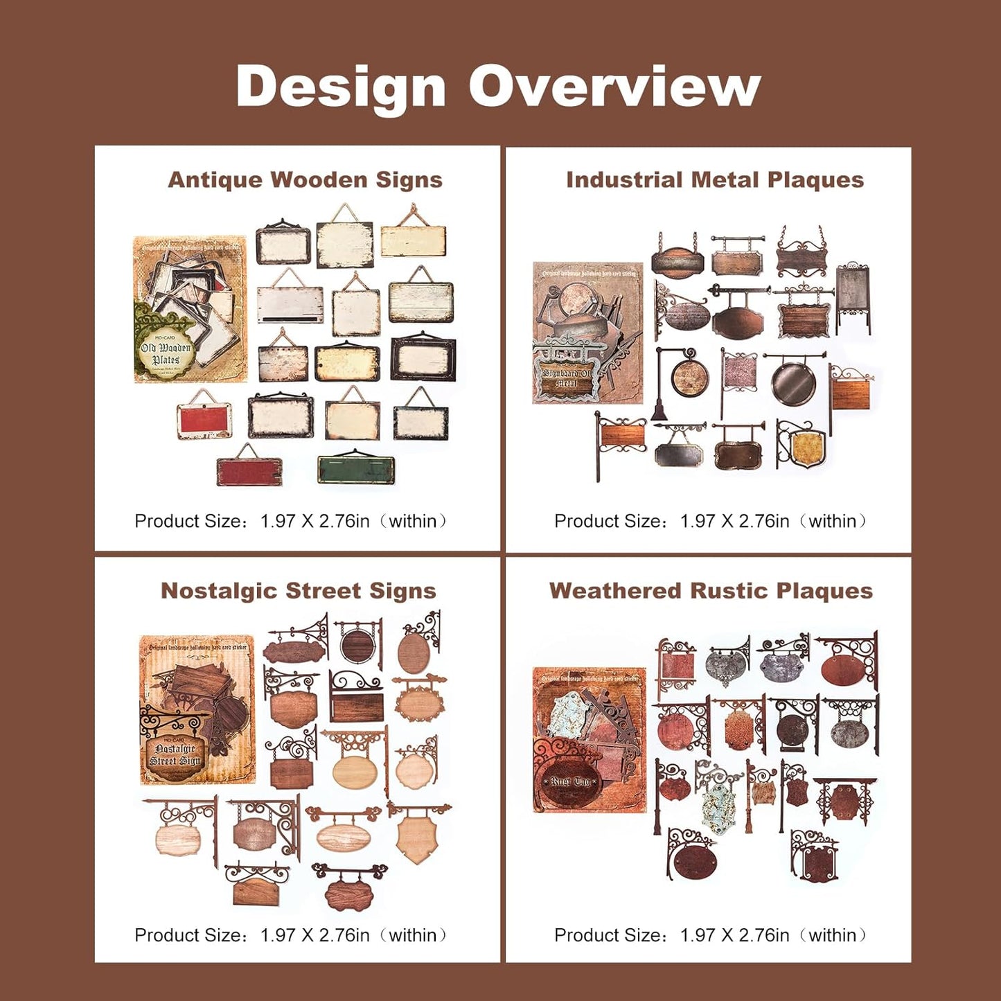 Vintage Cut-Out Signboard Sticker Set, 60PCS Retro Ephemera for Scrapbooking, Journaling, DIY Crafts, and Decorative Art