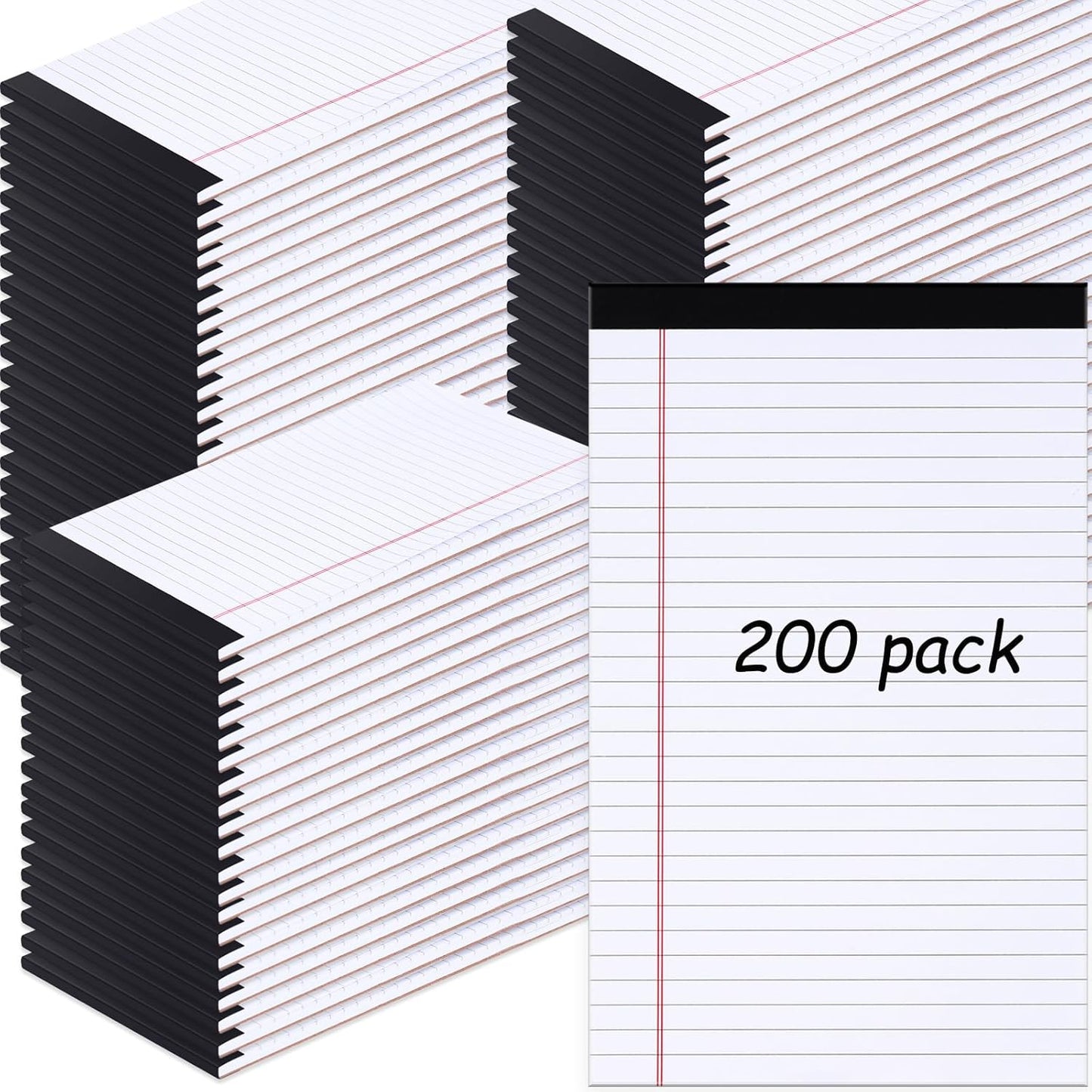 Gueevin 200 Pcs Legal Pads 5x8 Inch Note Pads Lined Small Notepads Bulk Wide Ruled Writing Paper 5 x 8 Mini Notebook for School, College, Office, Classroom Supplies, 40 Sheets (White)