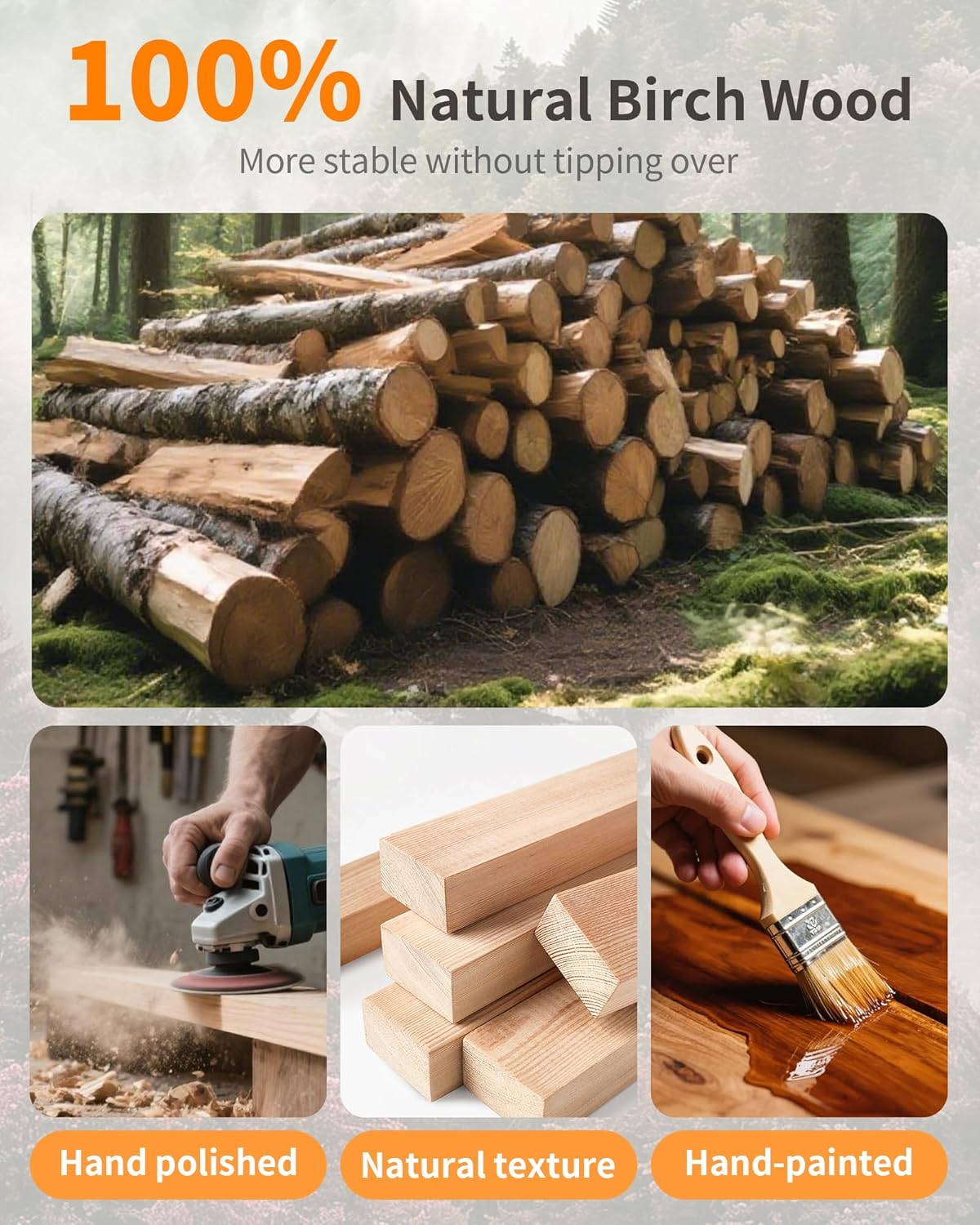 EZIVIEZ Wooden Coat Rack Stand, Solid Wood Freestanding Coat Rack with 11 Hooks, Creative Design Tree Branch-look Coat Racks, Heavy Duty Standing Coat Hanger Jacket Tree Stand for Office, Entryway