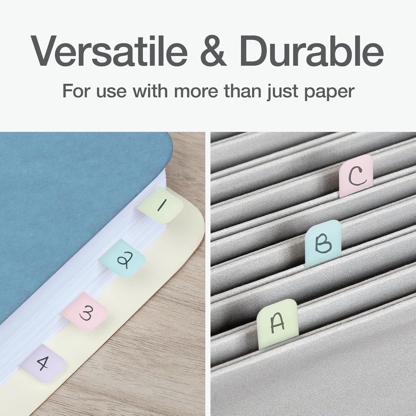 Redi-Tag Write-On Tabs, Permanent Adhesive Index Tabs, Assorted Pastel Colors: Pink, Purple, Blue, Teal, Green, 1" x 7/16", 390 Pack (1009307)