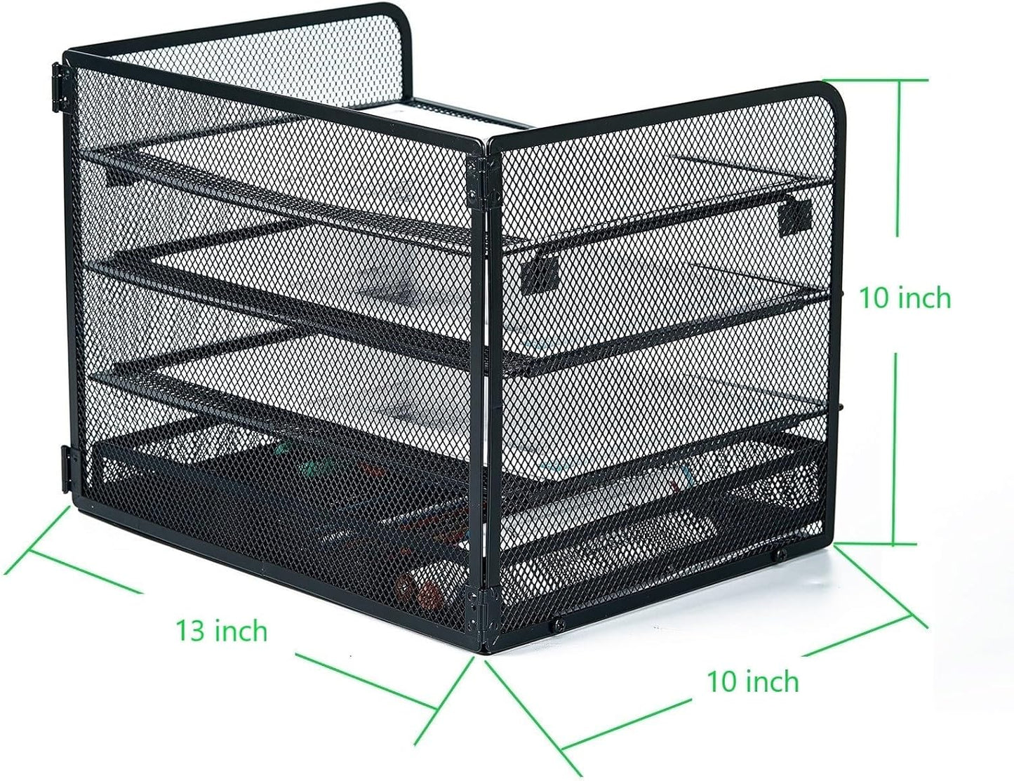 SETTFRFE 4 Tier Mesh Paper Letter Tray,Desk File Organizer with A Sliding Drawer,Office Supplies Desk Organizer for Home Office,Black.