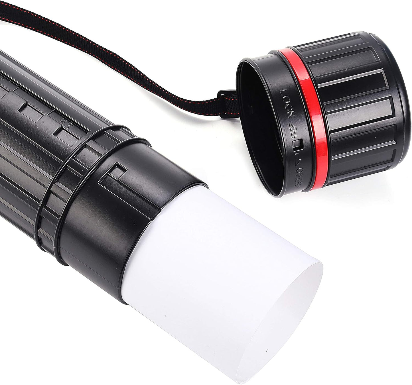 CALPALMY 2-Pack XX-Large Extendable Poster Tubes Expand from 30.5” to 50” with Shoulder Strap | Carry Documents, Blueprints, Drawings and Art | Black Portable Durable Round Storage Cases