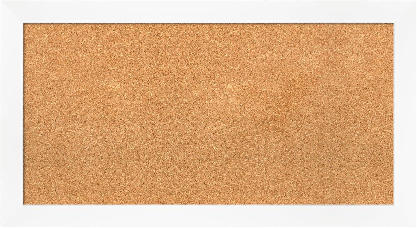 Amanti Art Natural Cork Board for Wall, 19x35 Vision Board with White Frame, Medium Corkboard Office Decor for Home Organization, Modern Corkboard Pinboard to Display Items for Home Organization in