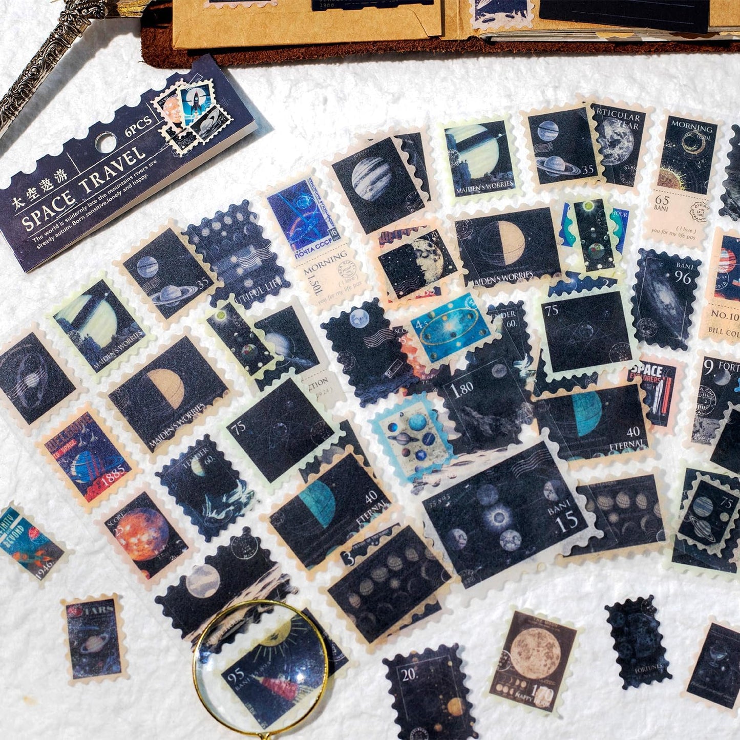 24Pcs Retro Stamp Washi Stickers, Vintage Stickers for Scrapbooking, DIY Crafts, Journaling Supplies & Junk Journal Ephemera