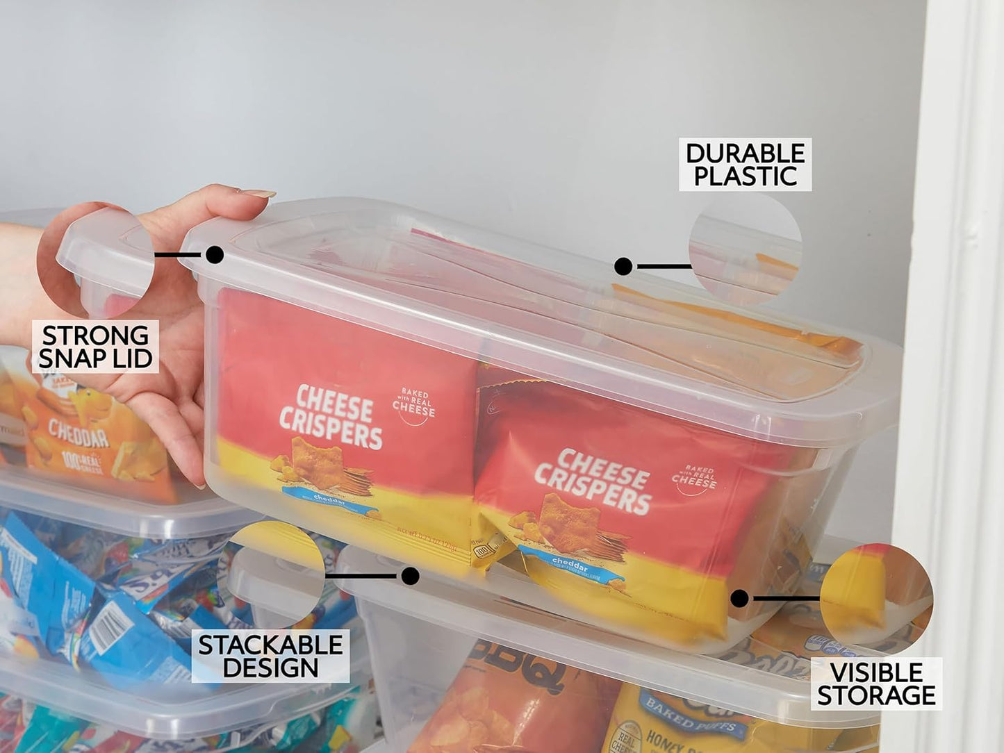 Rubbermaid Cleverstore 6 Qt Clear Storage Bins with Lids, 12-Pack, Stackable, BPA-Free, Made in USA