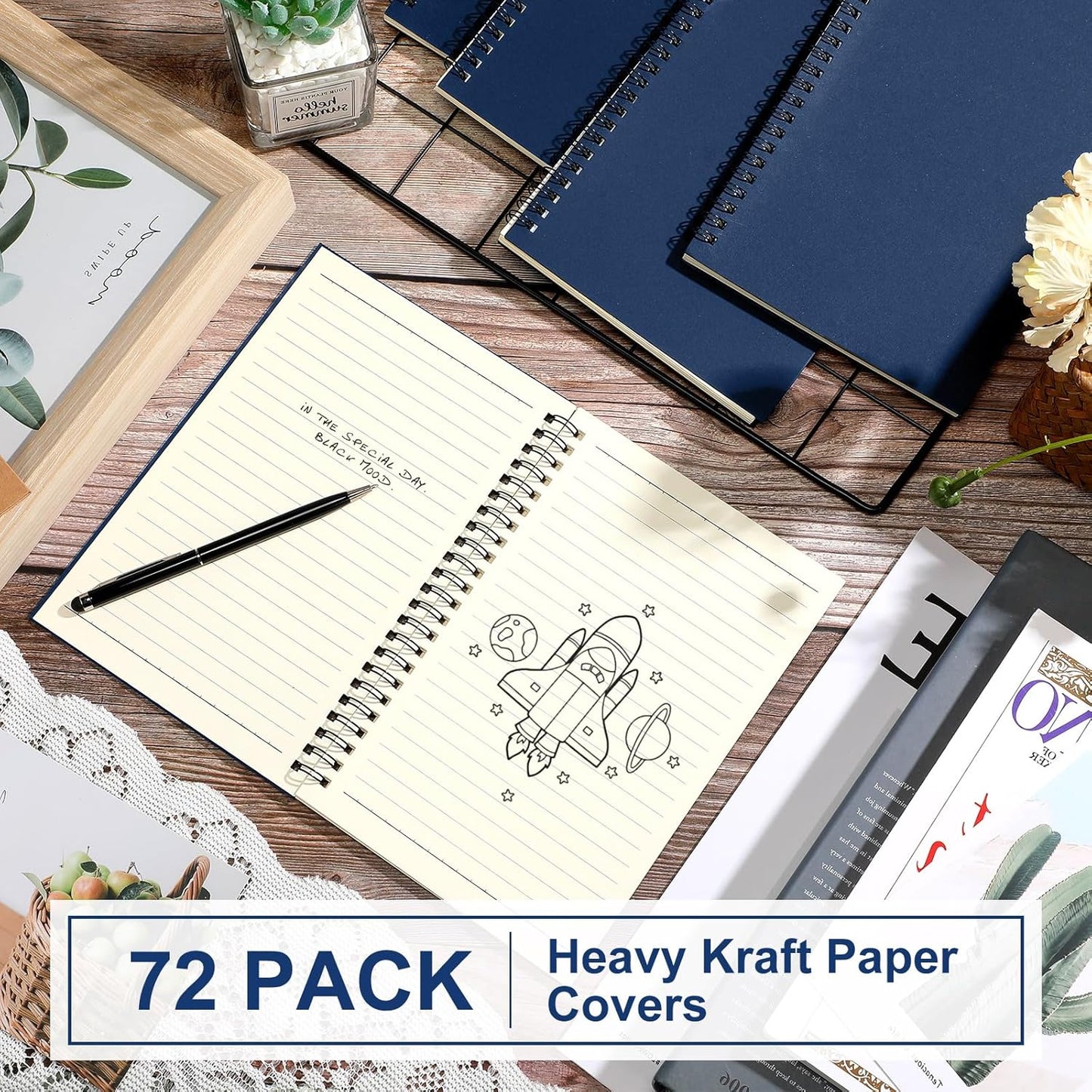 Yahenda Spiral Notebook Bulk A5 Journal Lined 8.3'' x 5.5'' Writing Composition Paper Small Notepad Subject Notebook for Students Office Business Back to School Supplies(Deep Blue,72 Pcs)