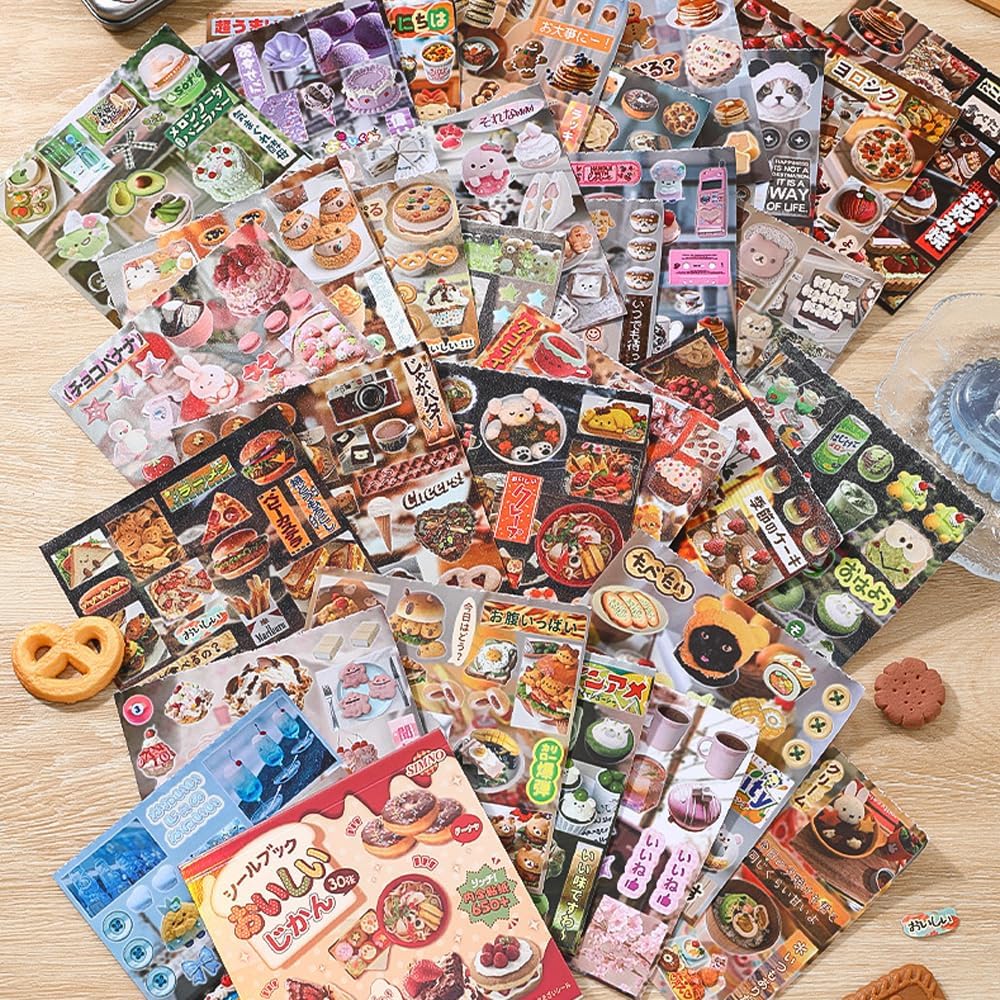 Alideco 30pcs Scrapbook Stickers Vintage Gourmet Desserts Sticker Book for Adults journaling Stickers for Scrapbooking (binfenshiguang)