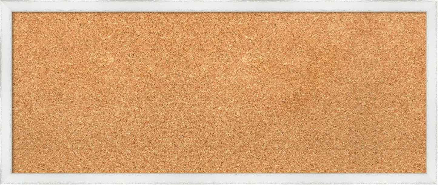 Amanti Art Natural Cork Board for Wall, 13x31 Vision Board with White Frame, Medium Corkboard Office Decor for Home Organization, Country Rustic Corkboard Pinboard to Display Items for Home