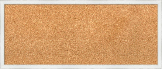 Amanti Art Natural Cork Board for Wall, 13x31 Vision Board with White Frame, Medium Corkboard Office Decor for Home Organization, Country Rustic Corkboard Pinboard to Display Items for Home
