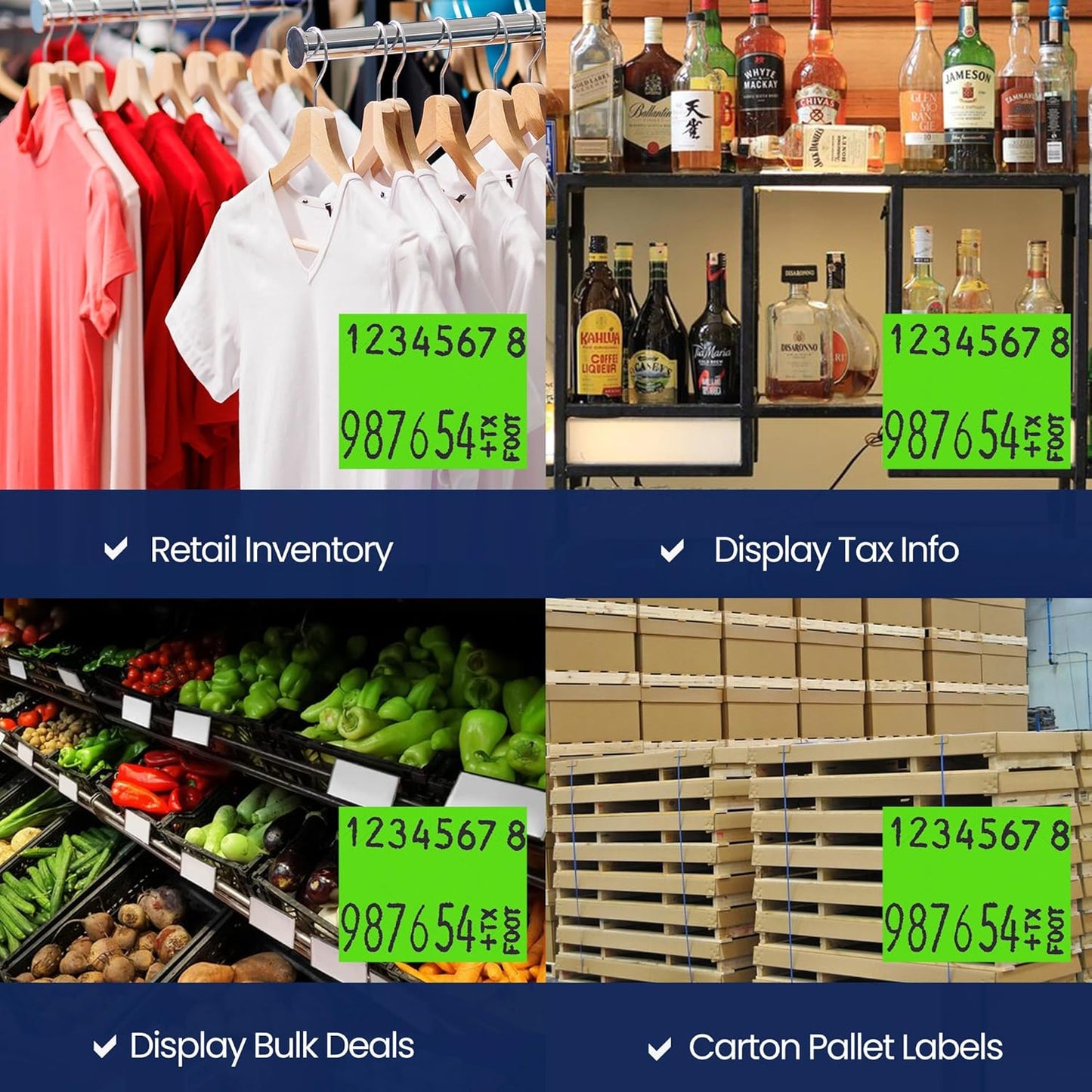 Perco Fluorescent Green Pricing Labels for Monarch 1136 Price Gun - 8 Rolls, 14,000 Pricemarking Labels