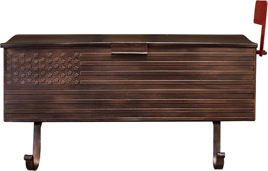 Oakland Living AZ620-COPPER Copper Patriotic Metal Outgoing Mail Flag and Newspaper Hangers Wall Mount Mailbox