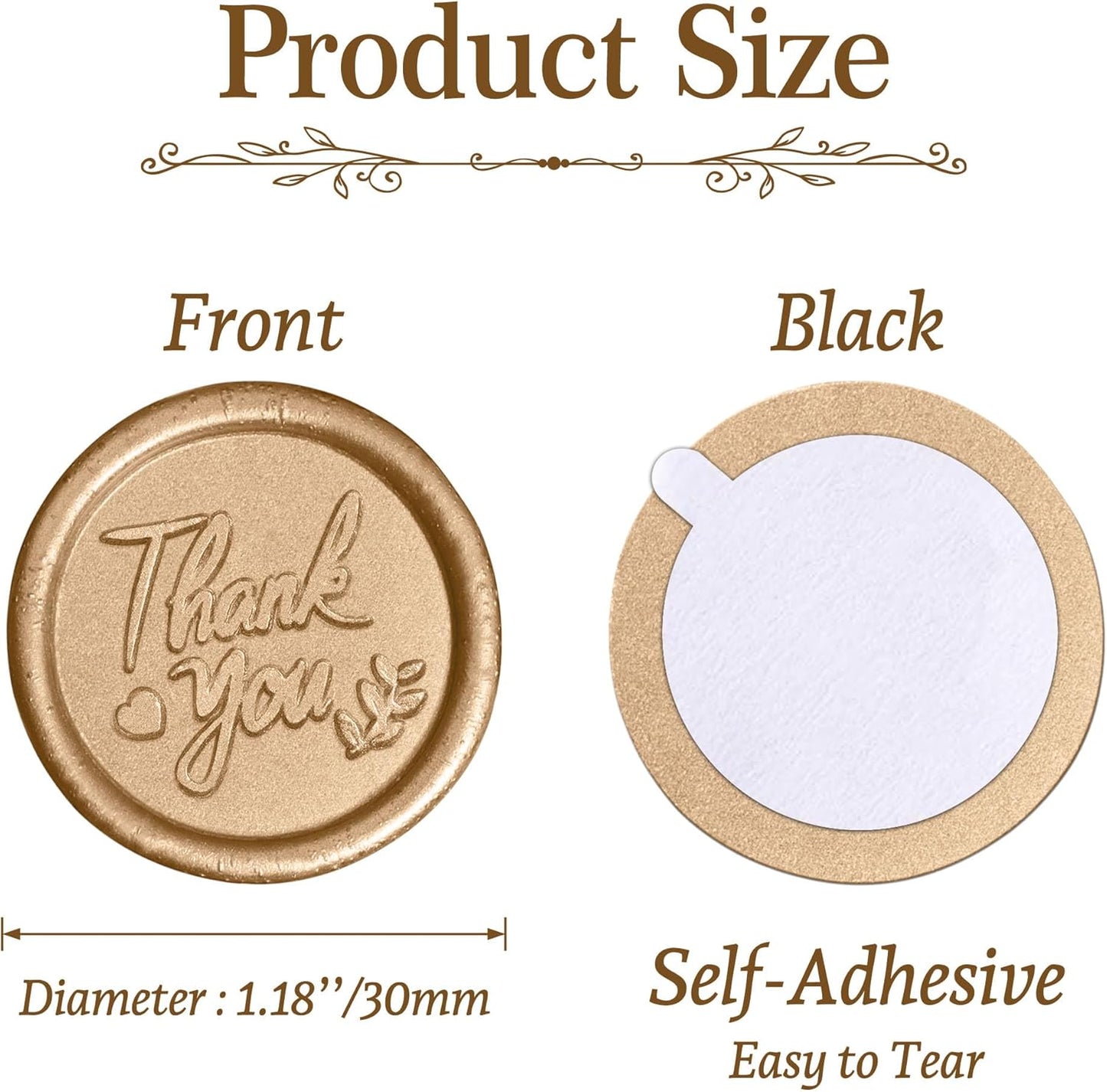 25 Pcs Handmade Wax Seal Stickers, Wedding Invitation Envelope Seal Stickers, Perfect for Invitation, Christmas, Gift Wrapping(Thank You Style, Light Gold Wax)