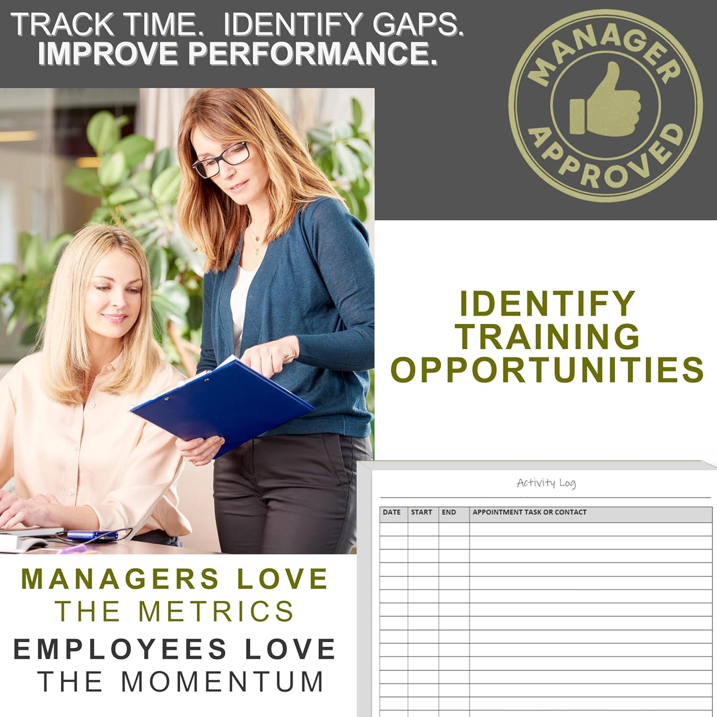 Activity Log Notepads(2 Pack, 50 Pages Each) Pad Planners to List a Task, Action or Contact. A Versatile Work Tool to Track Time & Office Productivity. 8.5 X 5.5, A5 Sheets. Made in the USA.