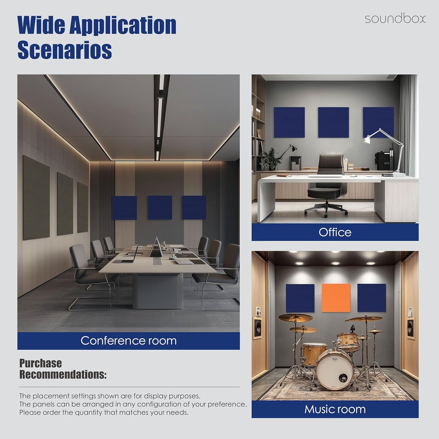 Soundbox Art Acoustic Panels 23.6"x23.6" Sound Absorbing Wall Panels, Decorative Panels for Noise Reduction, Ocean Depth, Studio, Home Theater, Office