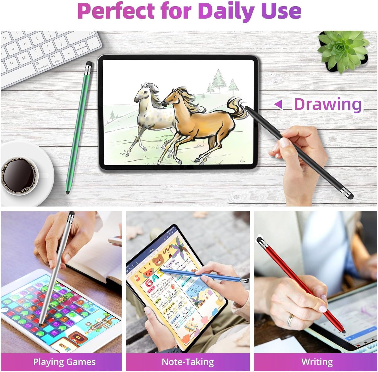 Stylus for Touch Screens (5Pack) Stylus Pens for iPad iPhone Android Chromebook Tablets and More Capacitive Touchscreen Devices High Sensitivity & Precision No Scratches Rubber Tips Stylist