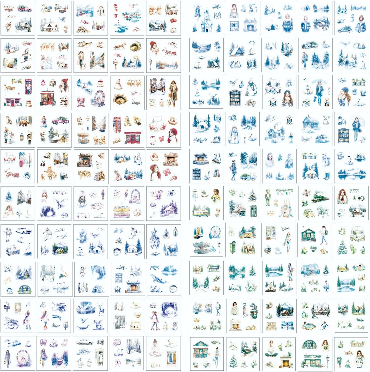 100 Sheets Retro Junk Journal Stickers - Transparent PET Decorative Girls People Flowers Stickers for Journaling Bullet Album Scrapbook Diary Planner Gift DIY Craft Laptop Phone Case