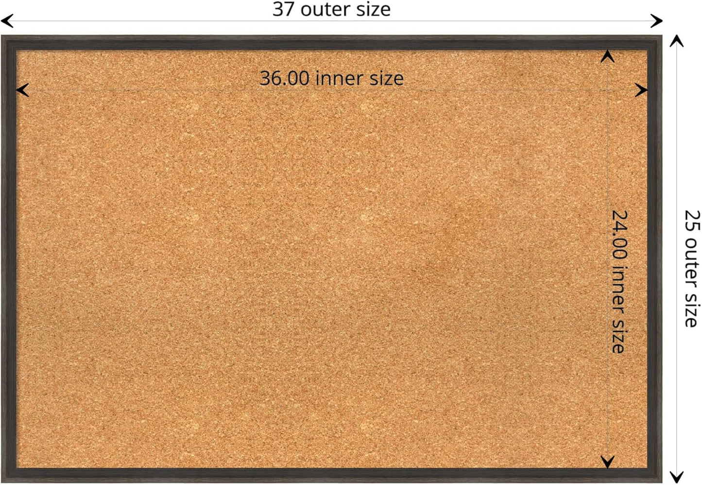 Amanti Art Natural Cork Board for Wall, 25x37 Vision Board with Brown Wood Frame, Large Corkboard Office Decor for Home Organization, Casual Corkboard Pinboard to display items for home organization