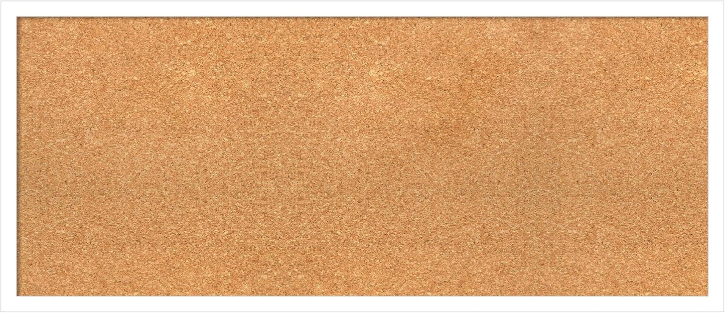 Amanti Art Natural Cork Board for Wall, 15x35 Vision Board with White Frame, Medium Corkboard Office Decor for Home Organization, Modern Corkboard Pinboard to Display Items for Home Organization in