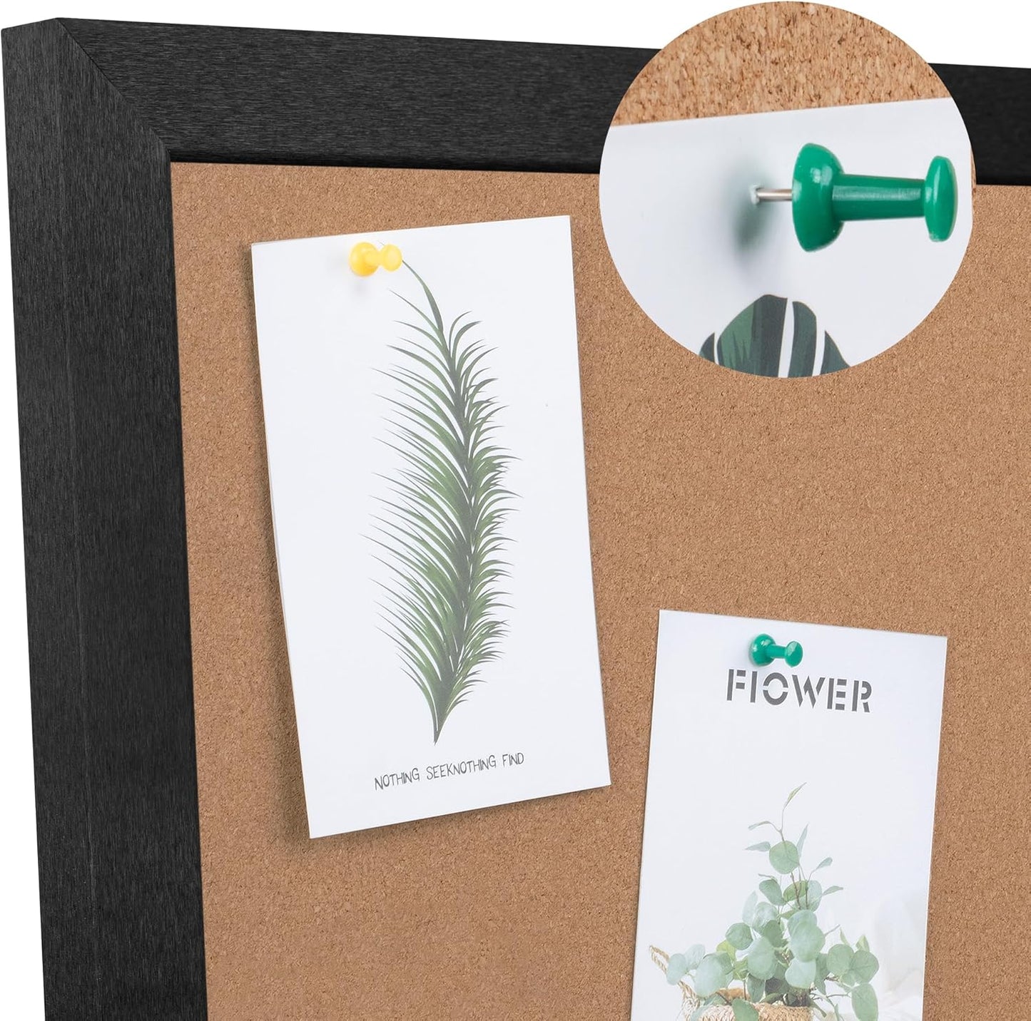 Board2by Extra Large Cork Bulletin Board 72" X 48", Foldable Notice Pin Board for Wall, Black Wood Framed 6'x4' Corkboard, Wall Mounted Noticeboard with 32 Push Pins for School, Home & Office