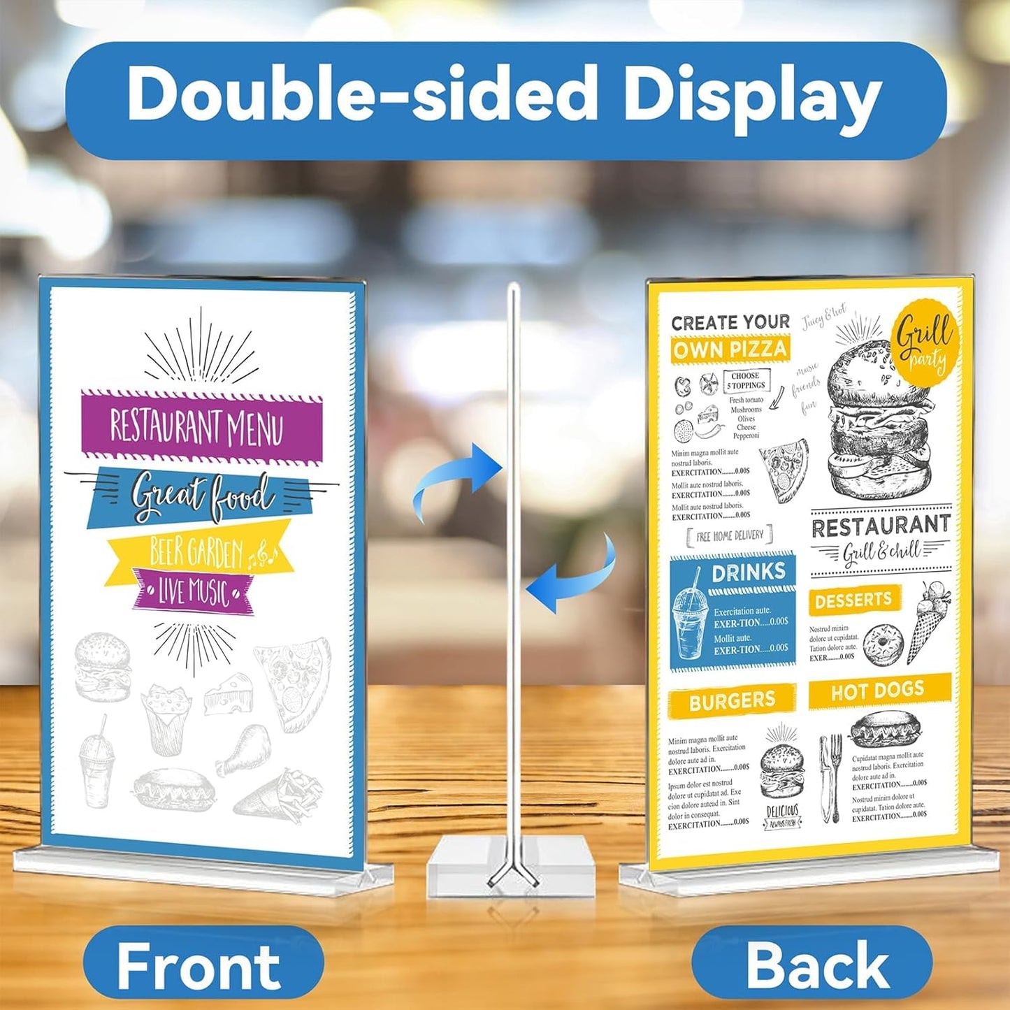 EHWINE 6 Pack 8.5 x 11 Acrylic Sign Holder, Clear Signs Display Holder Double-Sided Stand up Table Top Sign Holders Flyer Stand Frames Suitable for Office Business Store Hotels Party(Provide Non-slip Mats)