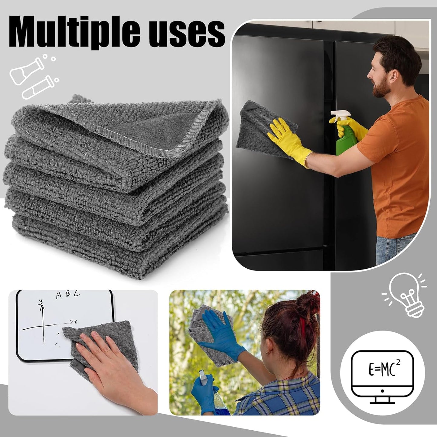 4 Pcs 15" x 15" Magnetic Cleaning Cloth Dry Erasers for White Boards Extra Strong Magnetism Microfiber Whiteboard Eraser for White Boards Blackboards Classroom Home Reusable Washable