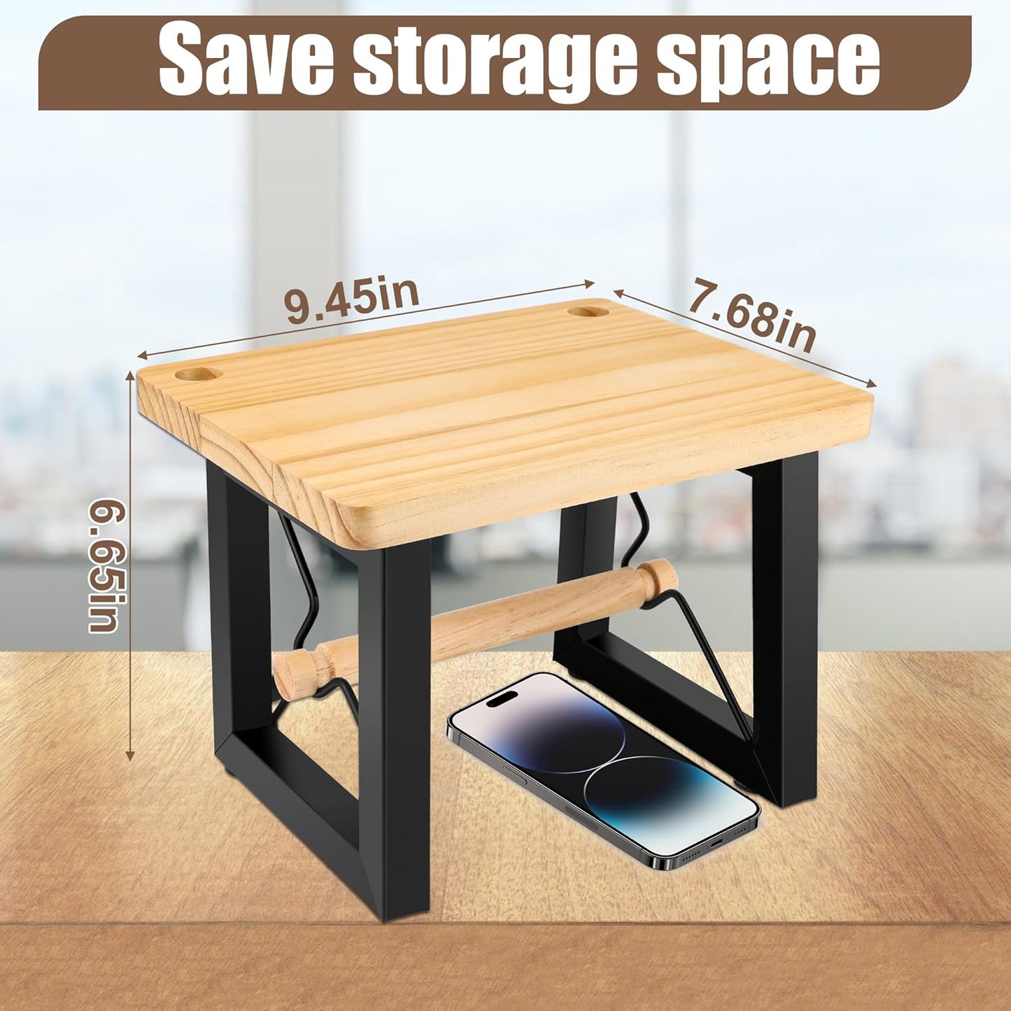 Label Holder for Rolls and Fan-Fold Labels, Thermal Printers Desktop Label Dispenser Stand, Durable Wooden Label Holder Organizer for Home, Office, Warehouse