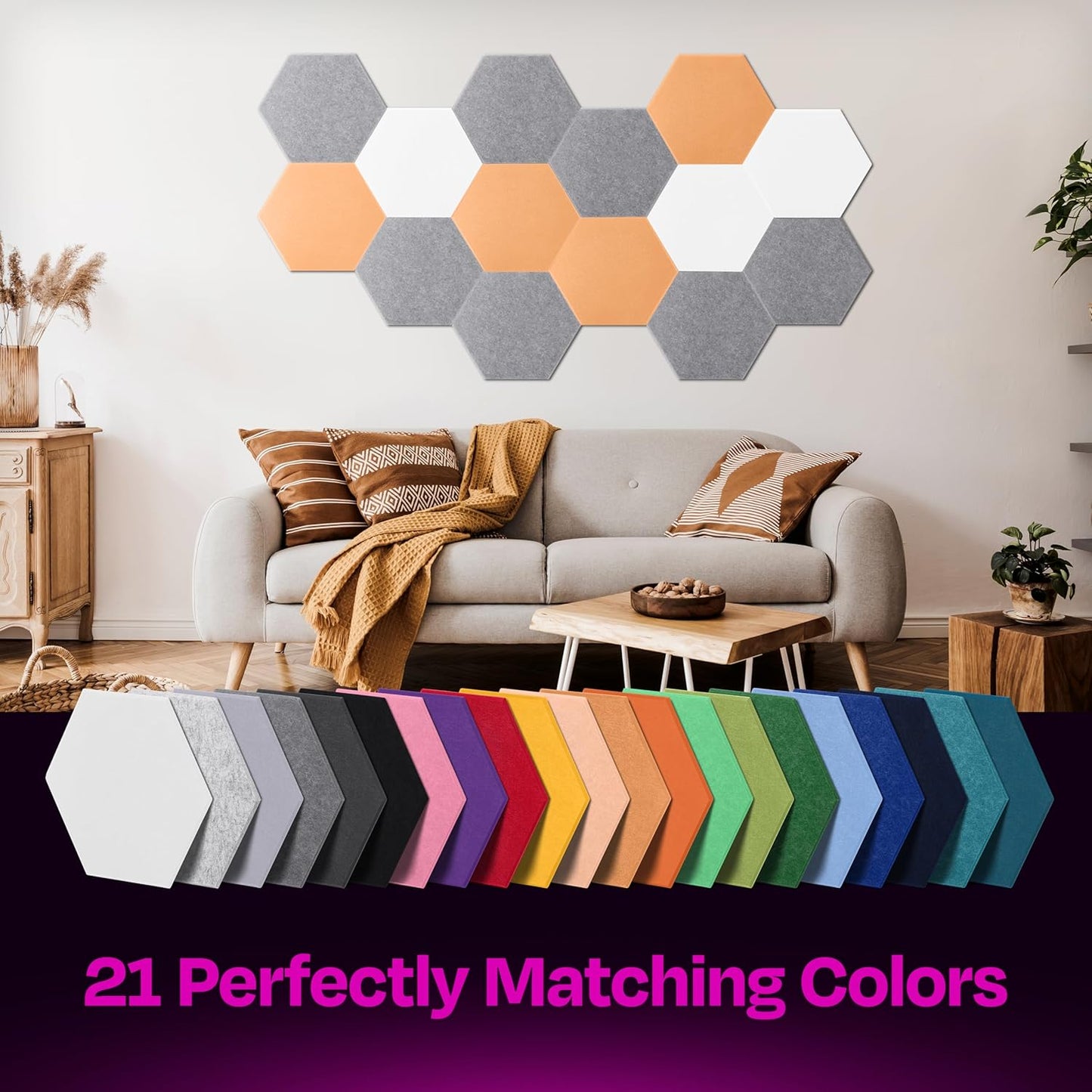 Acoustic Panels 12-Pack Soundproof Wall Panels 14"X12.1"X0.4" Sound Panels High Density Sound Dampening Panels - [Pebble Gray Hexagon]