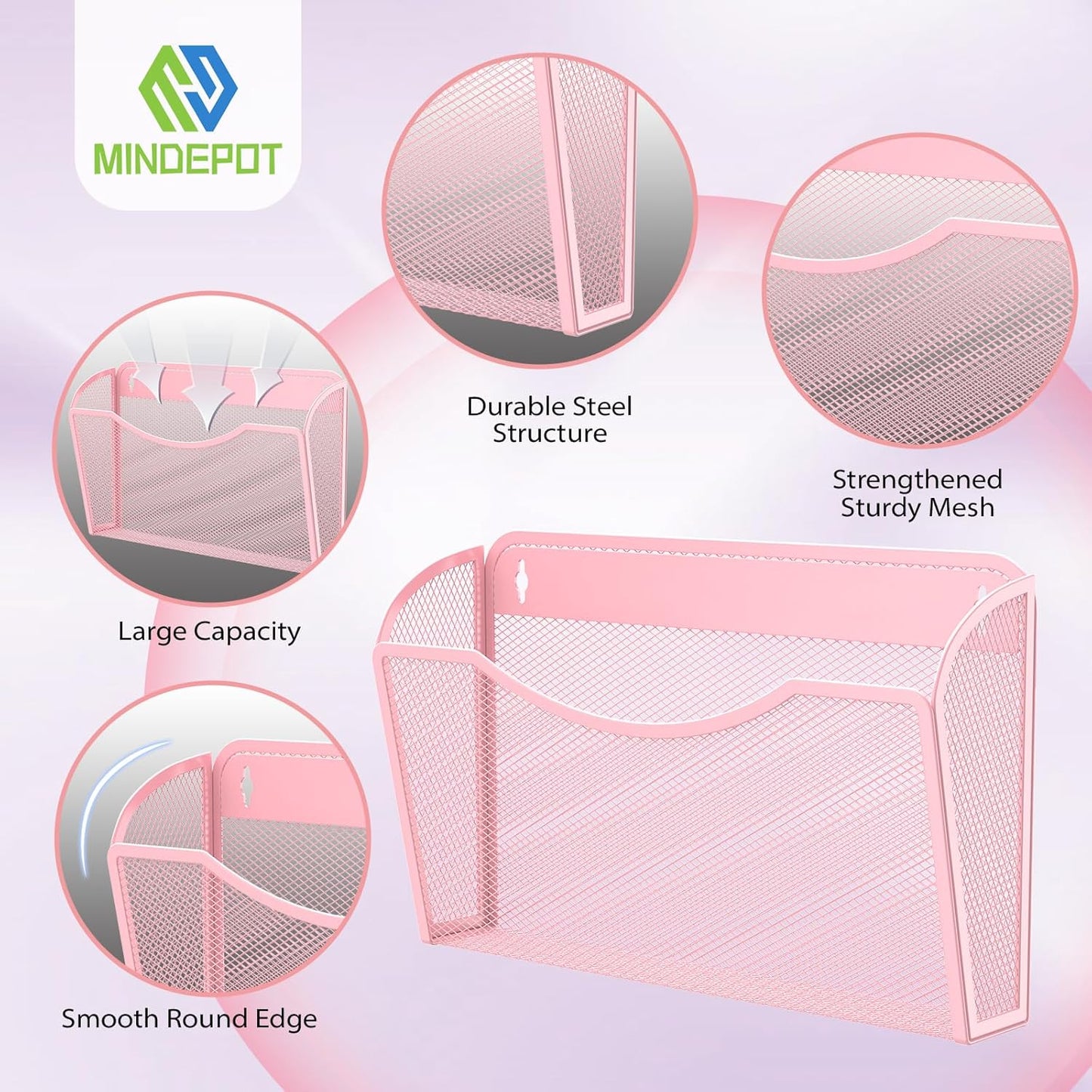 Wall File Organizer,Hanging Wall Mounted File Folder Binder Holder Mail Organizer for Office,Home and School Supplies