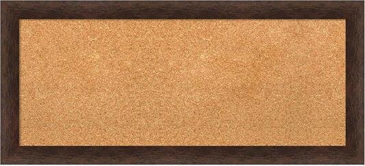 Amanti Art Natural Cork Board for Wall, 15x33 Vision Board with Brown Wood Frame, Medium Corkboard Office Decor for Home Organization, Casual Corkboard Pinboard to display items for home organization