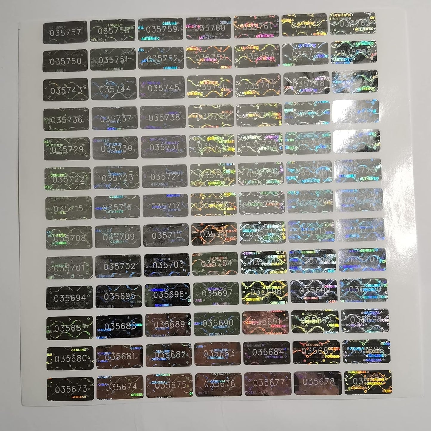 Tamper Proof Stickers Hologram Labels/Sticker High Security Tamper Evident Seal Warranty Void w/Unique Sequential Serial Numbering Original Genuine Authentic Rectangle (0.8x0.4 inch Sliver 180pcs)