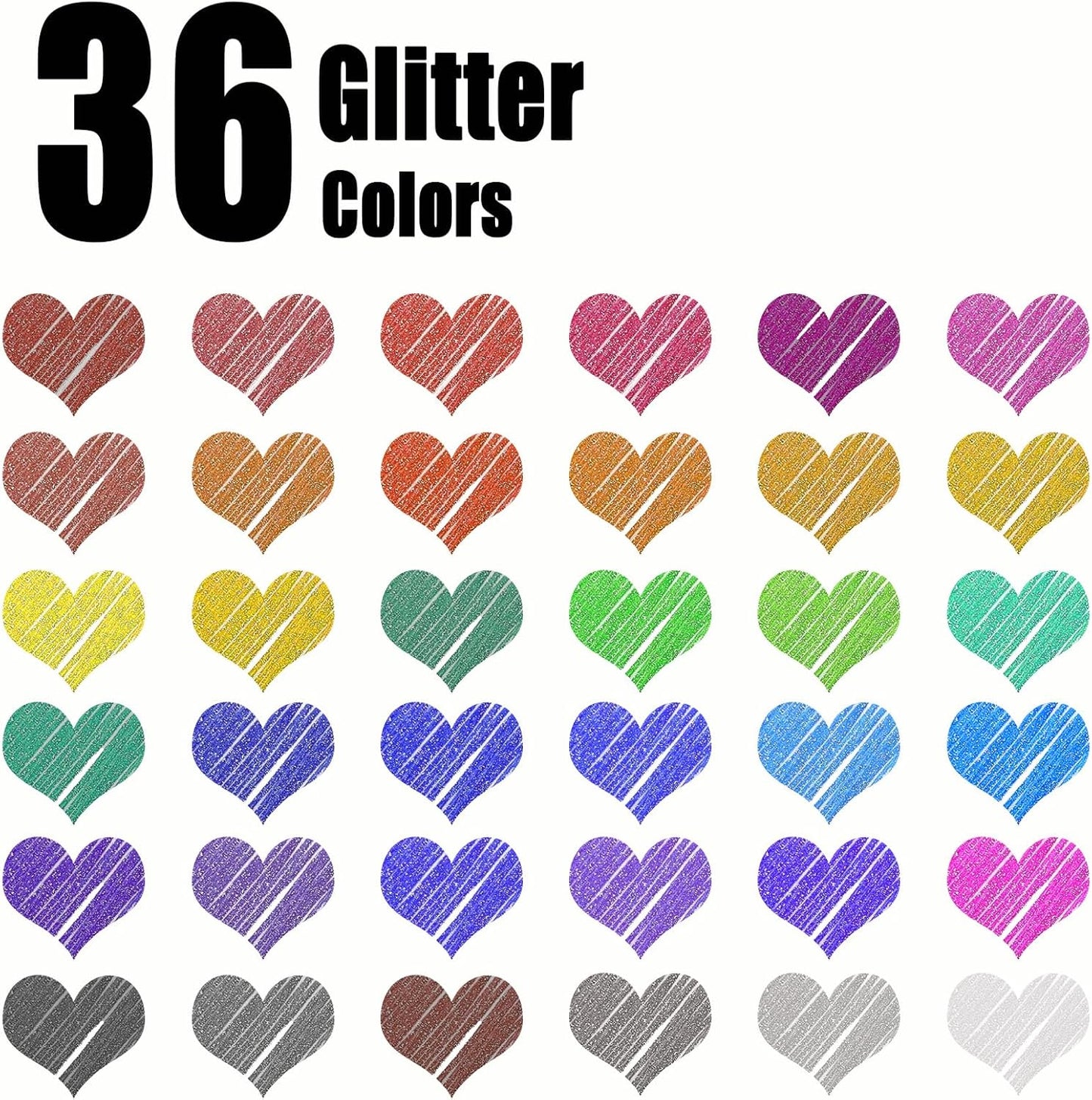 Glitter Gel Pens for Coloring Book,72 Color Gel Pens Set including 36 Color Gel Pen with 36 Refills,40% More Ink Colored Gel Pens for Drawing, Doodling, Scrapbook, Journaling