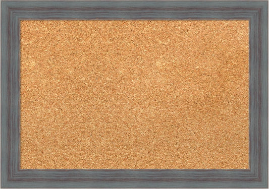 Amanti Art Natural Cork Board for Wall, 14x20 Vision Board with Blue Wood Frame, Small Corkboard Office Decor for Home Organization, Country Rustic Corkboard Pinboard to Display Items for Home