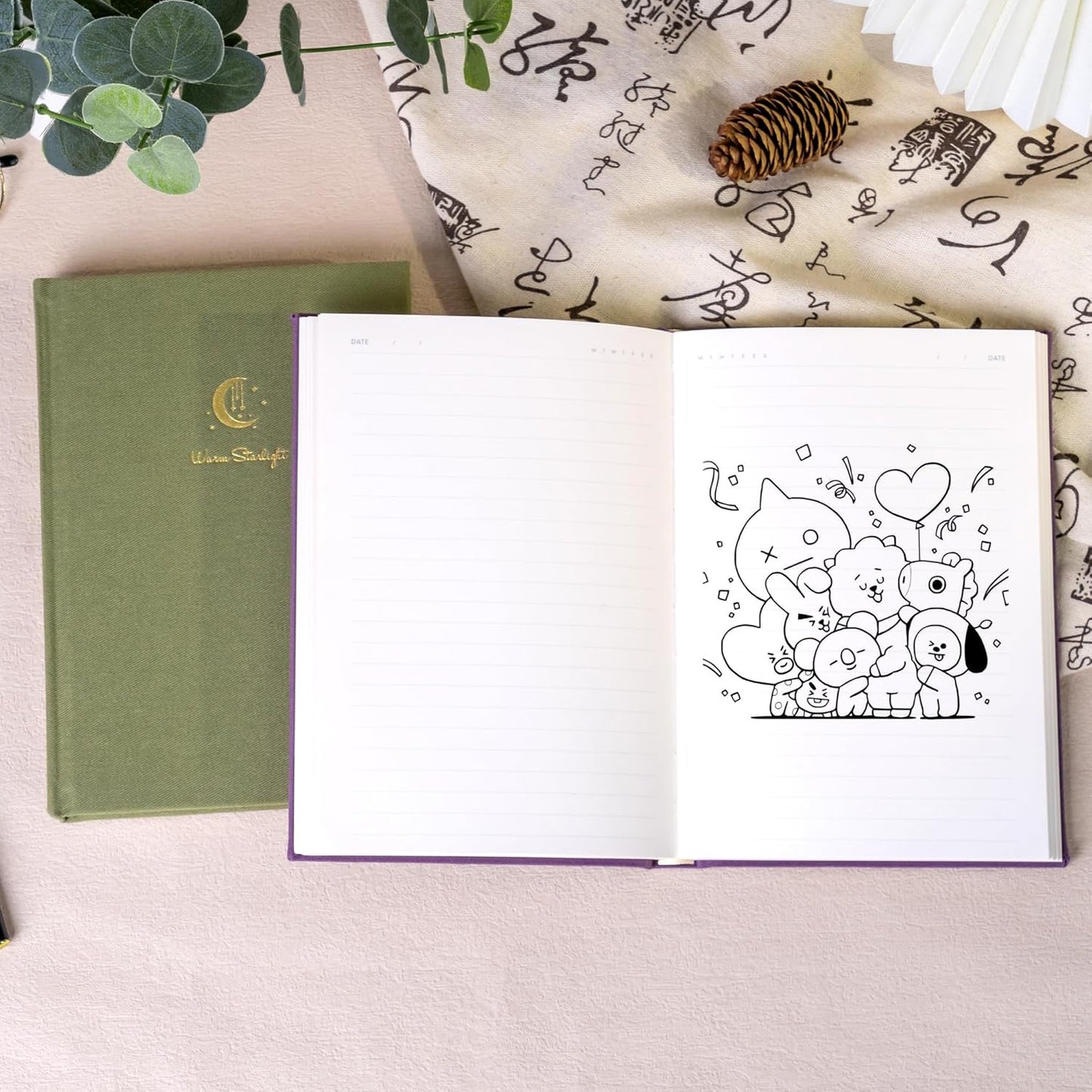 CAGIE Lined Journal Notebook for Women Men, A5 Hardcover Linen Journals For Writing 256 Pages, Aesthetic Womens Diary, Gifts 8.3'' x 5.7'' Olive