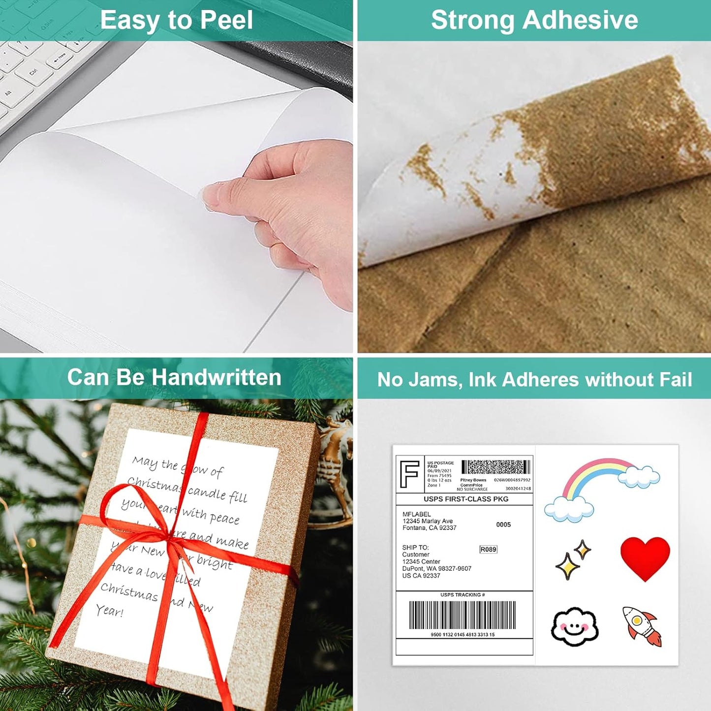 MFLABEL Half Sheet Shipping Labels - 8.5" x 5.5" Adhesive Packaging Labels for Laser & Inkjet Printers, 100 Self-Adhesive Stickers (25 Sheets) for Boxes, Mail, FBA & DIY Projects