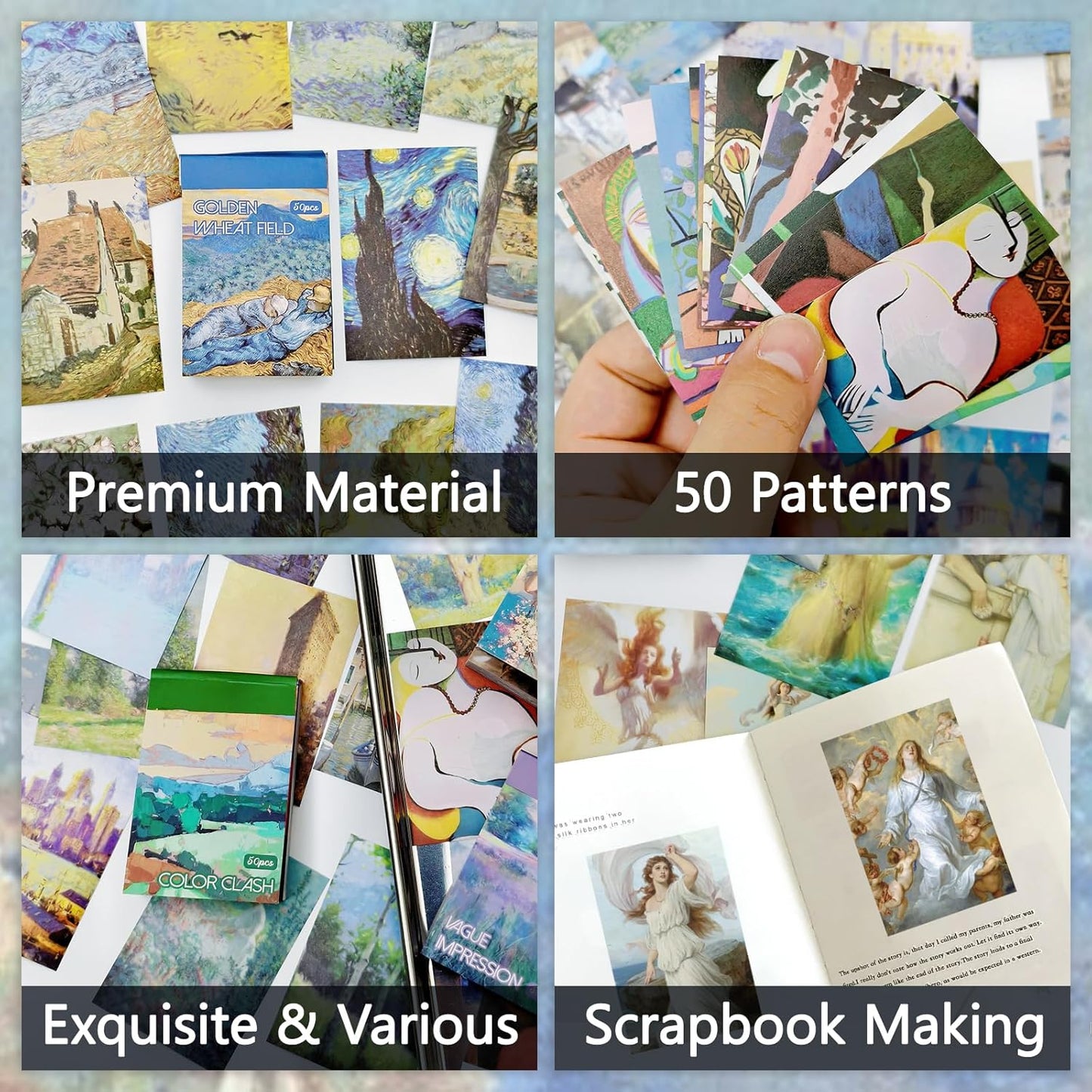 Washi Stickers, 6 Sets 300 Pcs Aesthetic Sticker Book for DIY Journaling, Journaling Supplies for Bullet Journal Art Diary Card Craft Gifts Planner Notebook