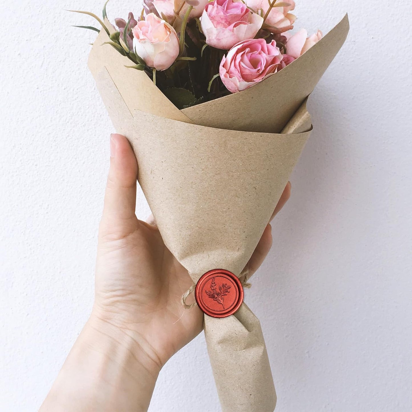 Handmade Wax Seal Stickers - Wedding Invitation Envelope Seal Stickers, 25 Pcs Self- Adhesive Stickers, Perfect for Invitation, Christmas, Gift Wrapping (Ivy Style, Red Wax)