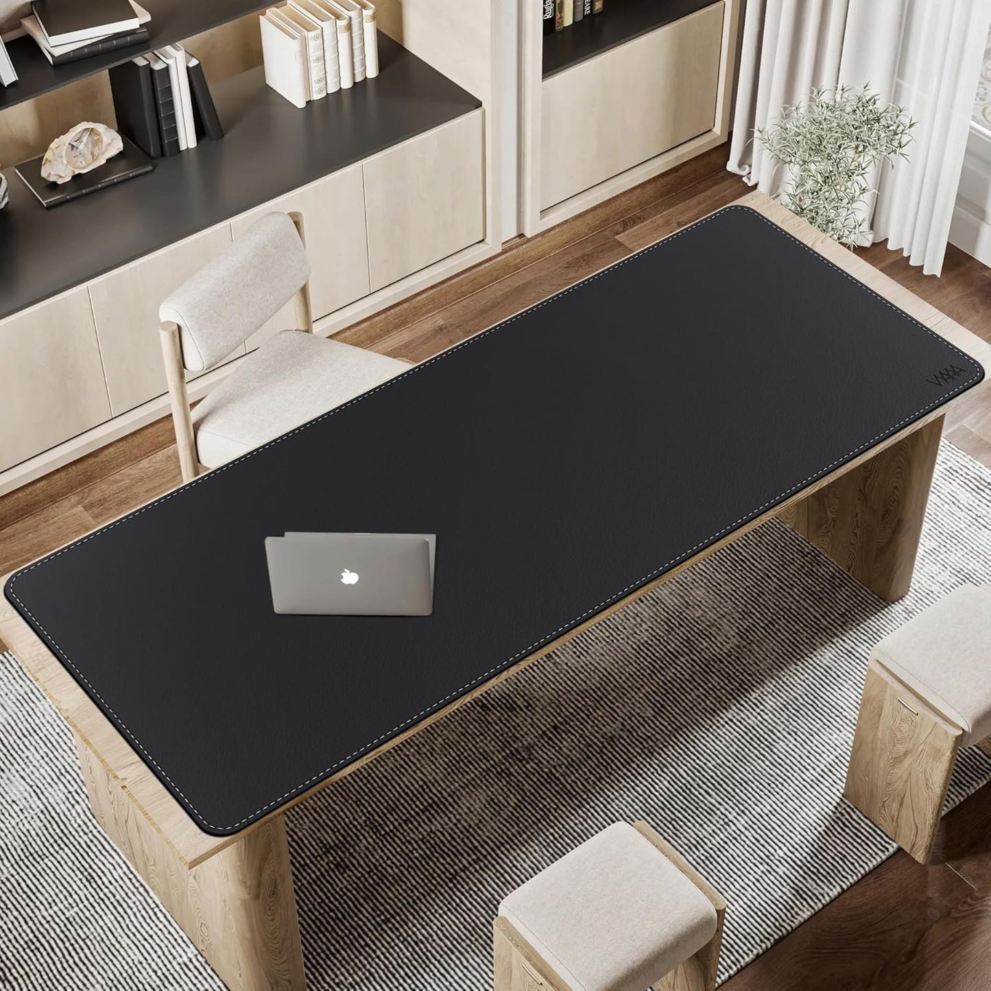 VYAAA Leather Desk Mat, 66.9"×27.5" Large Mouse Pad, Desktop Protector for Desk, Multifunctional Keyboard Mouse Pad for Home or Office (Black)