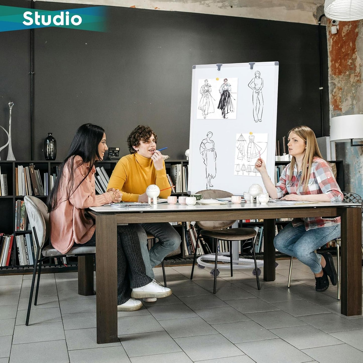 MAKELLO Rolling Whiteboard 3' x 2', Height Adjustable Dry Erase Board on Wheels, Mobile White Board for Office School Classroom Home Restaurant, Aluminum Frame, 36x24 in