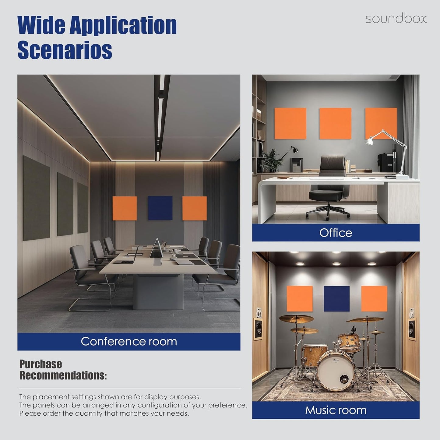 Soundbox Art Acoustic Panels 23.6"x23.6" Sound Absorbing Wall Panels, Decorative Panels for Noise Reduction, Amber Pulse, Studio, Home Theater, Office